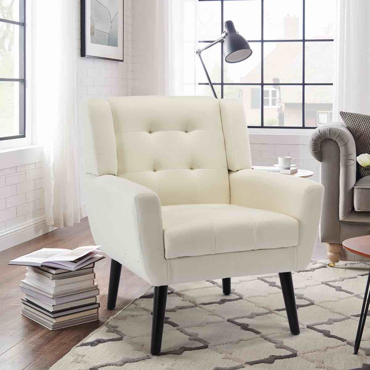 tufted upholstered wide back armchair(set of 2)