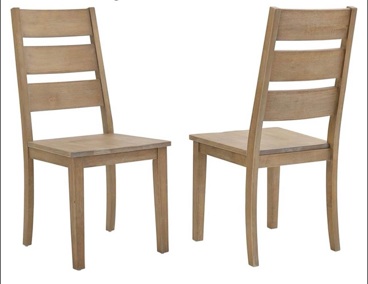 crosley furniture joanna modern farmhouse ladder back wood dining chairs set of 2, rustic brown