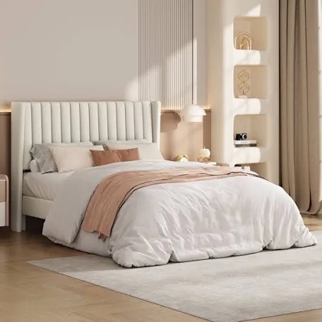 upholstered bed frame with wing side(queen)
