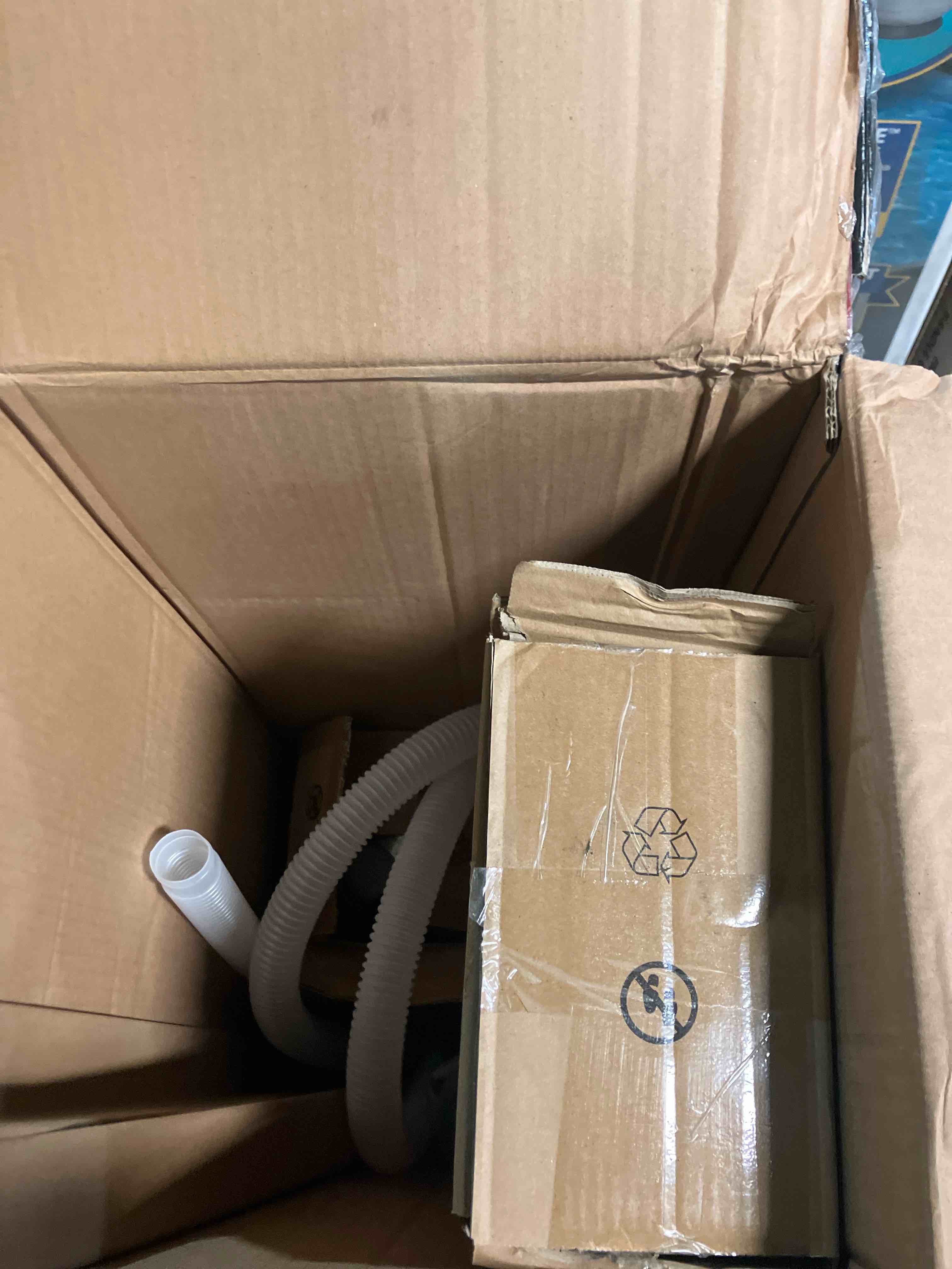 Condition photo showing As Is for Bestway Steel Pro MAX 13' x 42" Above Ground Pool, Round Metal Frame Outdoor Swimming Pool Set with Canopy, Filter Pump, Ladder, and Cover, Taupe (Used) 