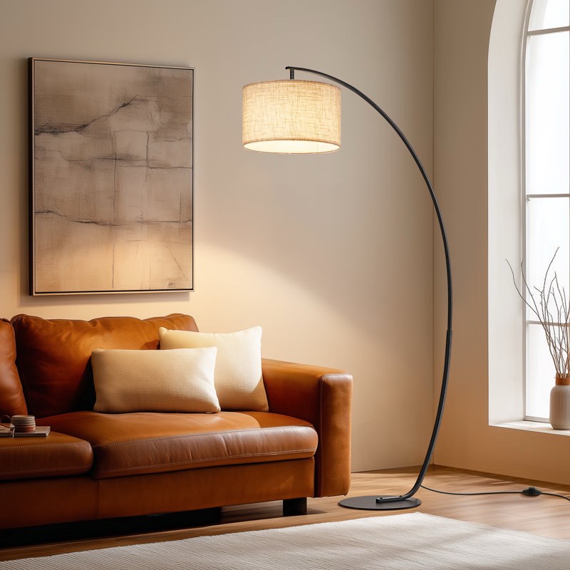 68.5" Arched Floor Lamp With Remote Control And Bulb Included