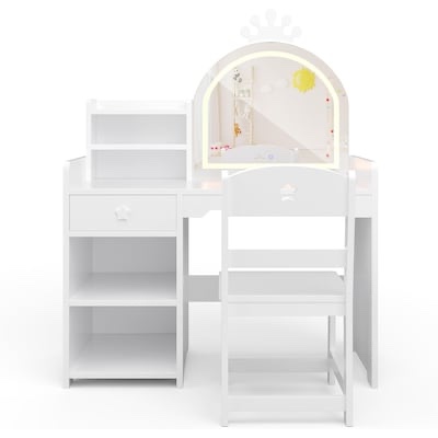 garvee kids vanity with lights 2 in 1 princess makeup vanity desk 0