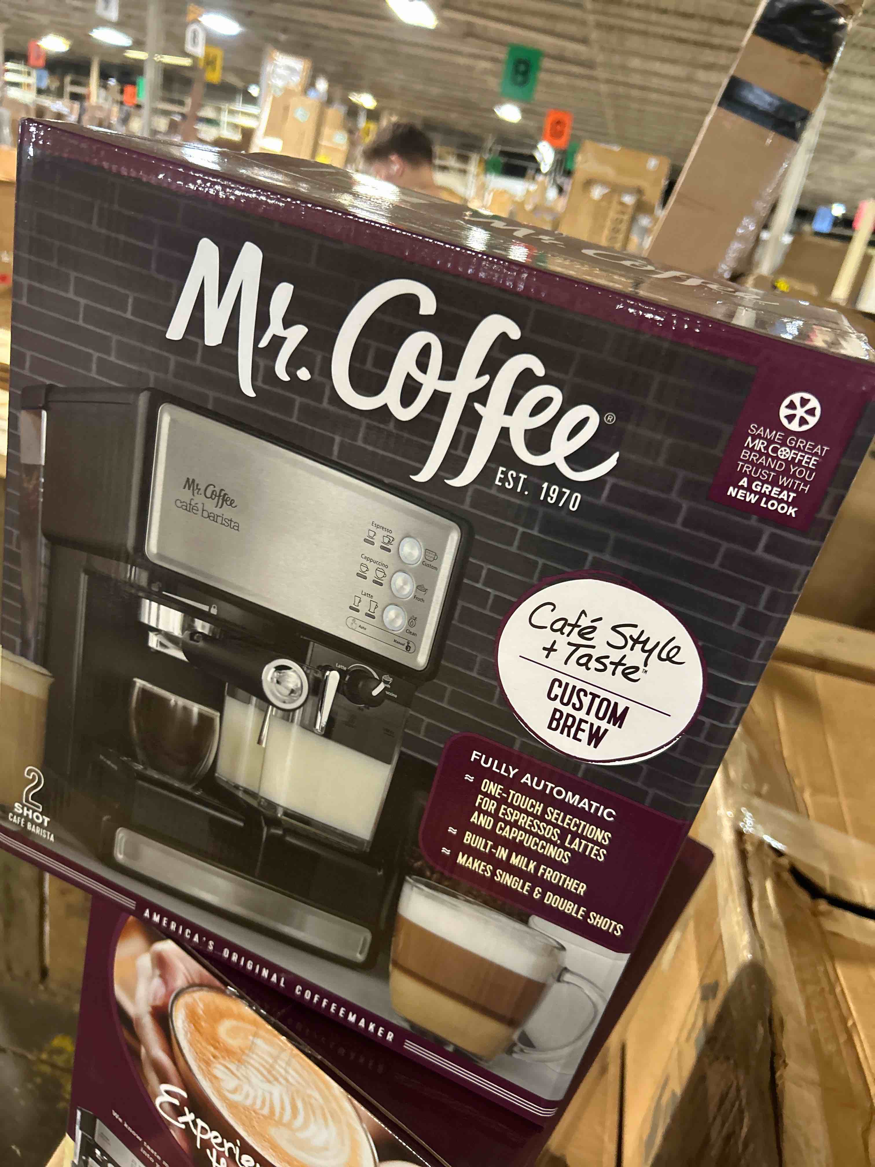 Condition photo showing New/Like New for Mr. Coffee Espresso and Cappuccino Machine Stainless Steel Programmable Coffee Maker with Automatic Milk Frother 15-Bar Pump Ideal for Home Baristas