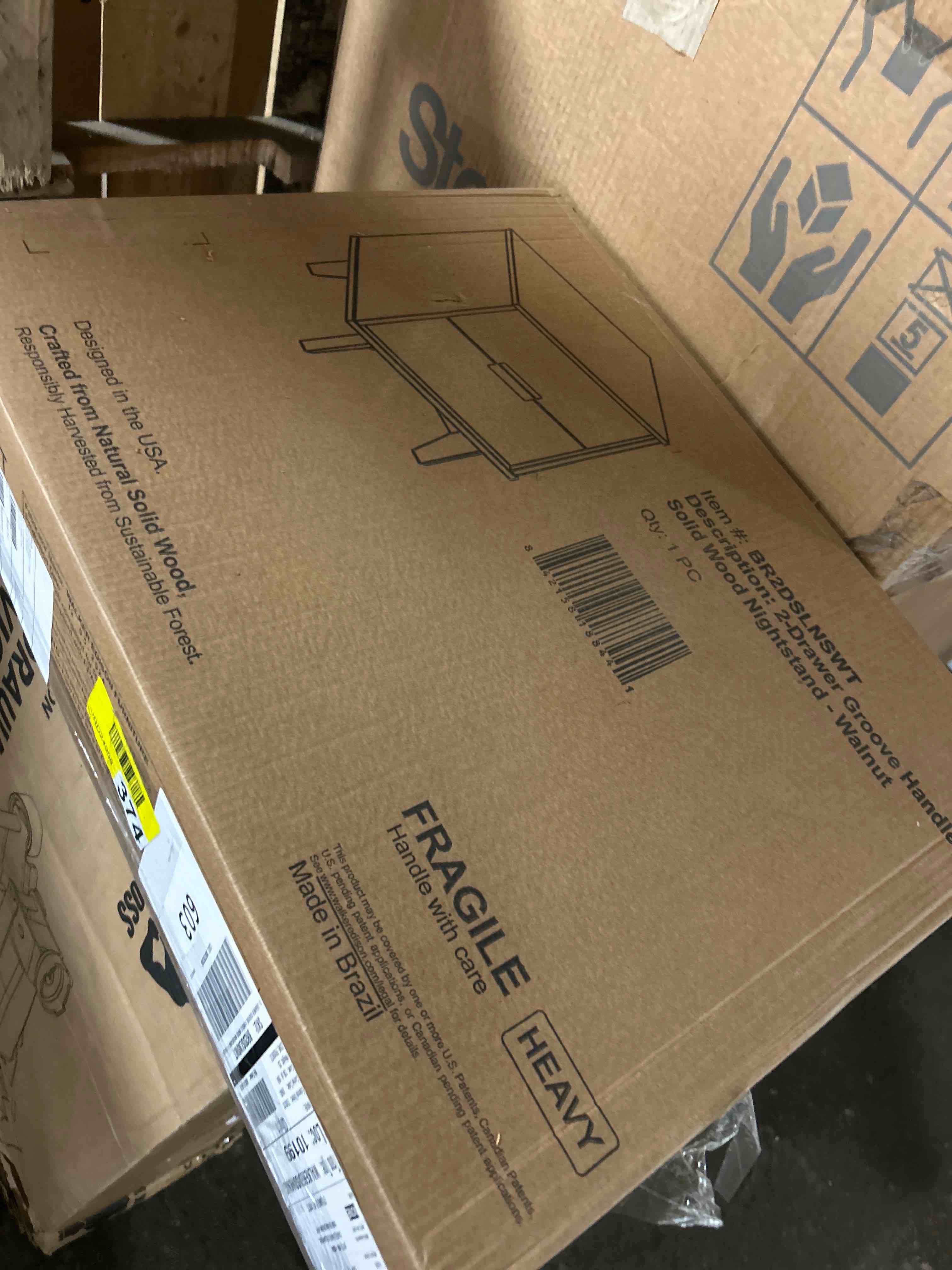 Condition photo showing New/Like New for 2-Drawer Groove Handle  Solid Wood Nightstand - Walnut