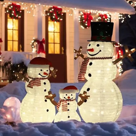 Gutierrez 3 Piece Snowman Family Christmas Lighted Display Set