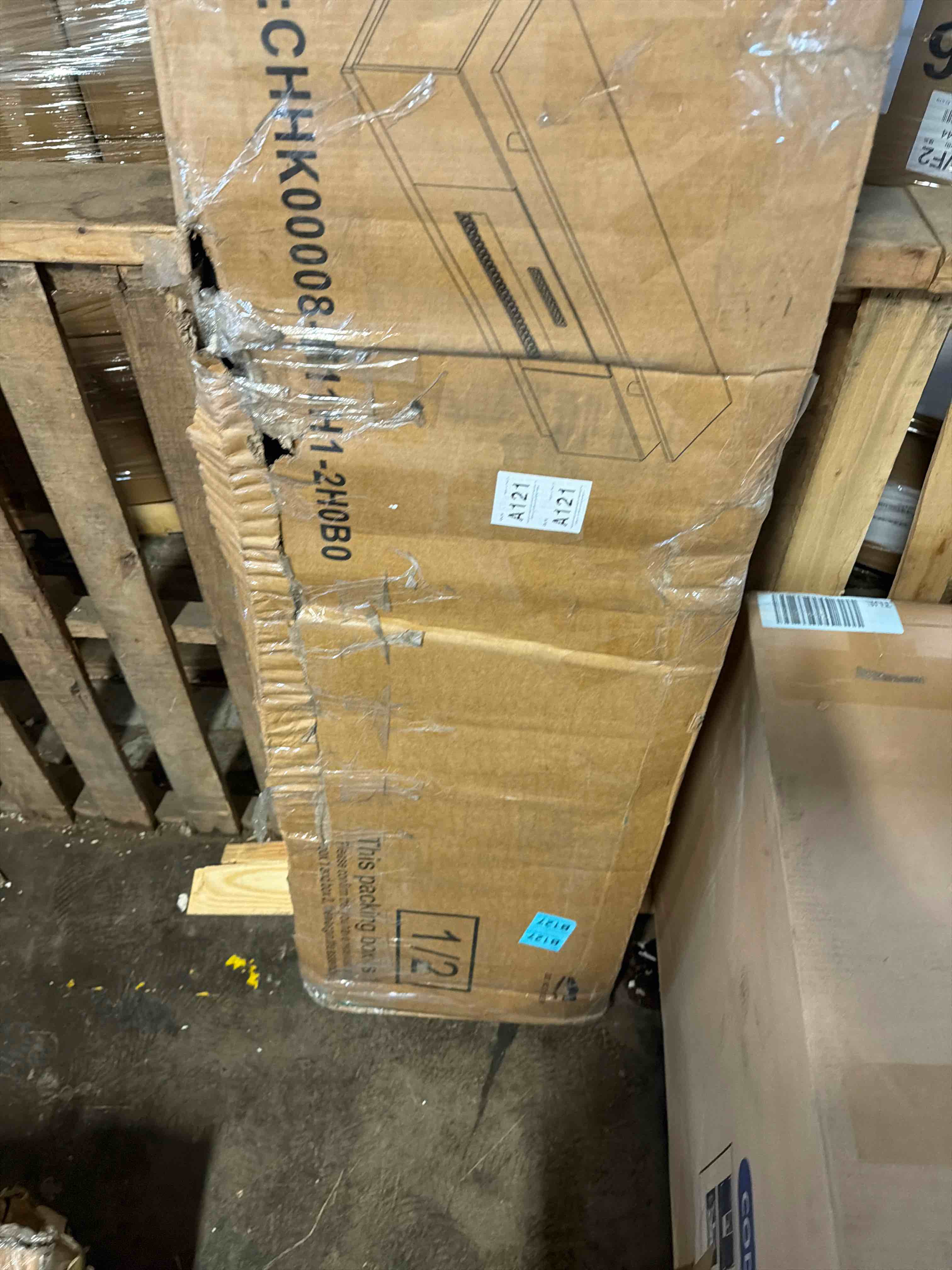 Condition photo showing As Is for the sideline electric fireplace for recessed or wall mount installation