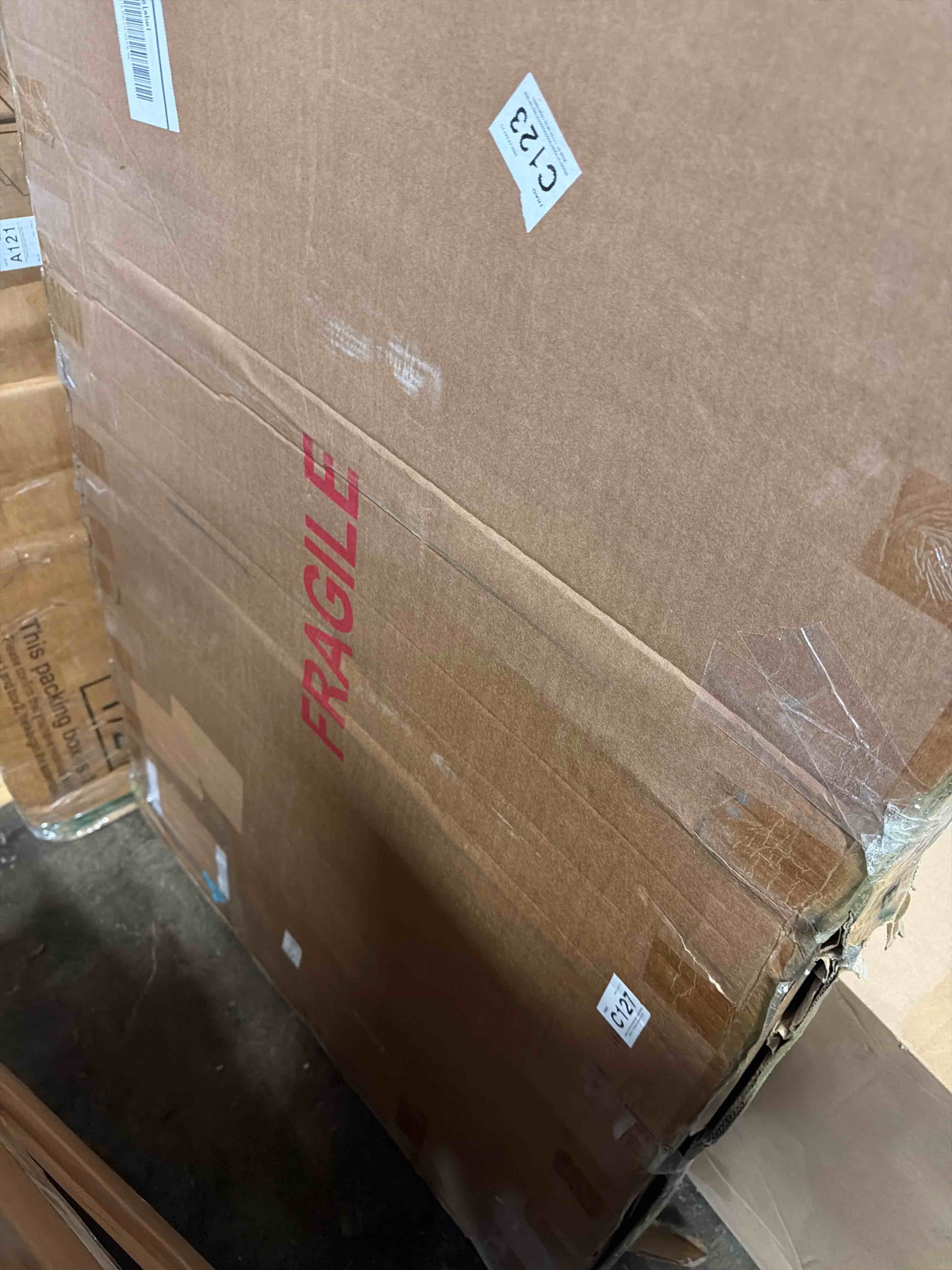 Condition photo showing As Is for Eubanks High Gloss Double Pillar Rectagular Dining Table