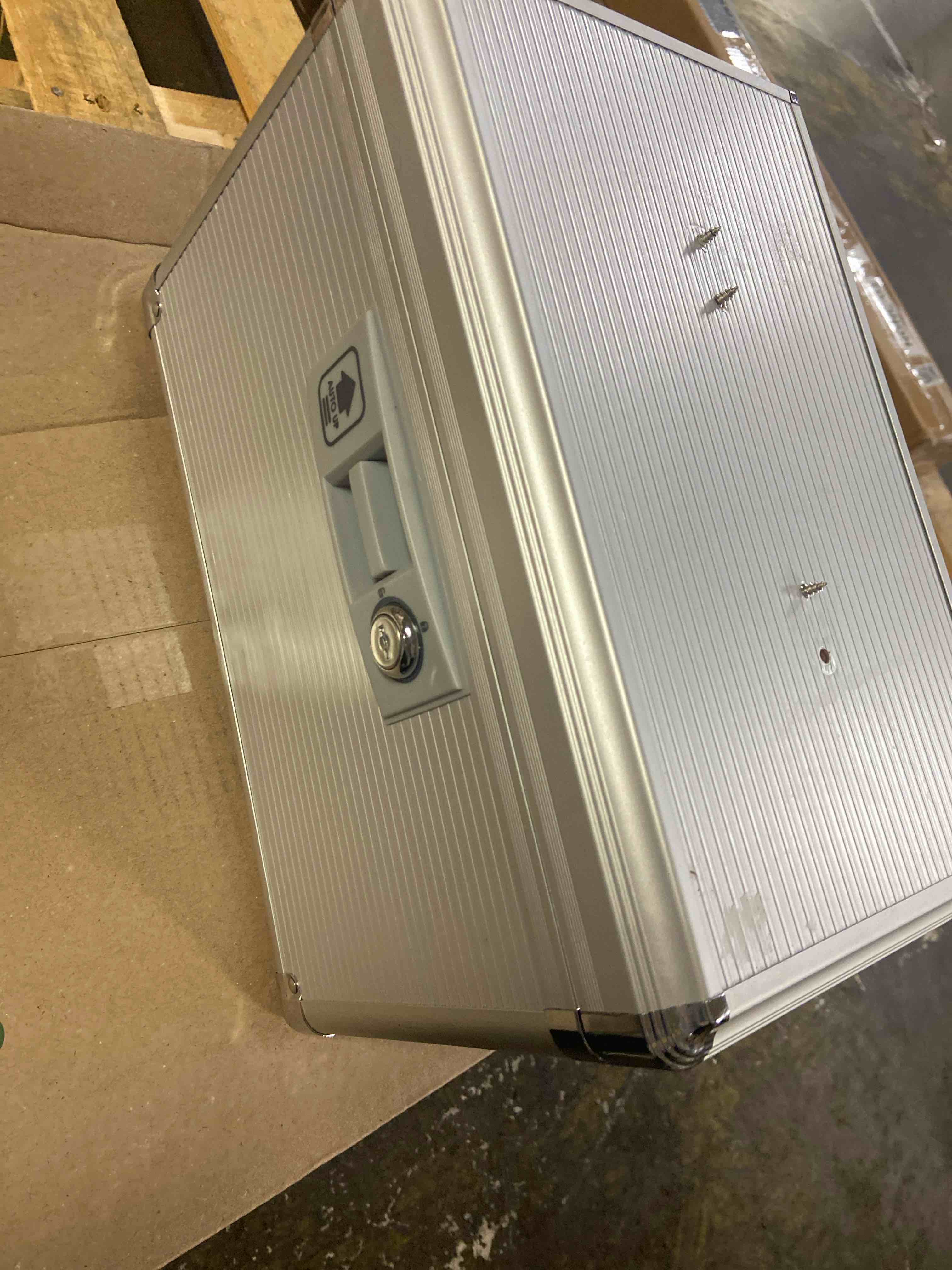 Condition photo showing New/Like New for Medicine Lock Box with Key, Alluminum Alloy Box for Medication,First Aid Box with a Removeable Tray to Store Medicines & Pills for Home,Silver 10 * 6.89 * 6.89 Inch Silver Small-10inch