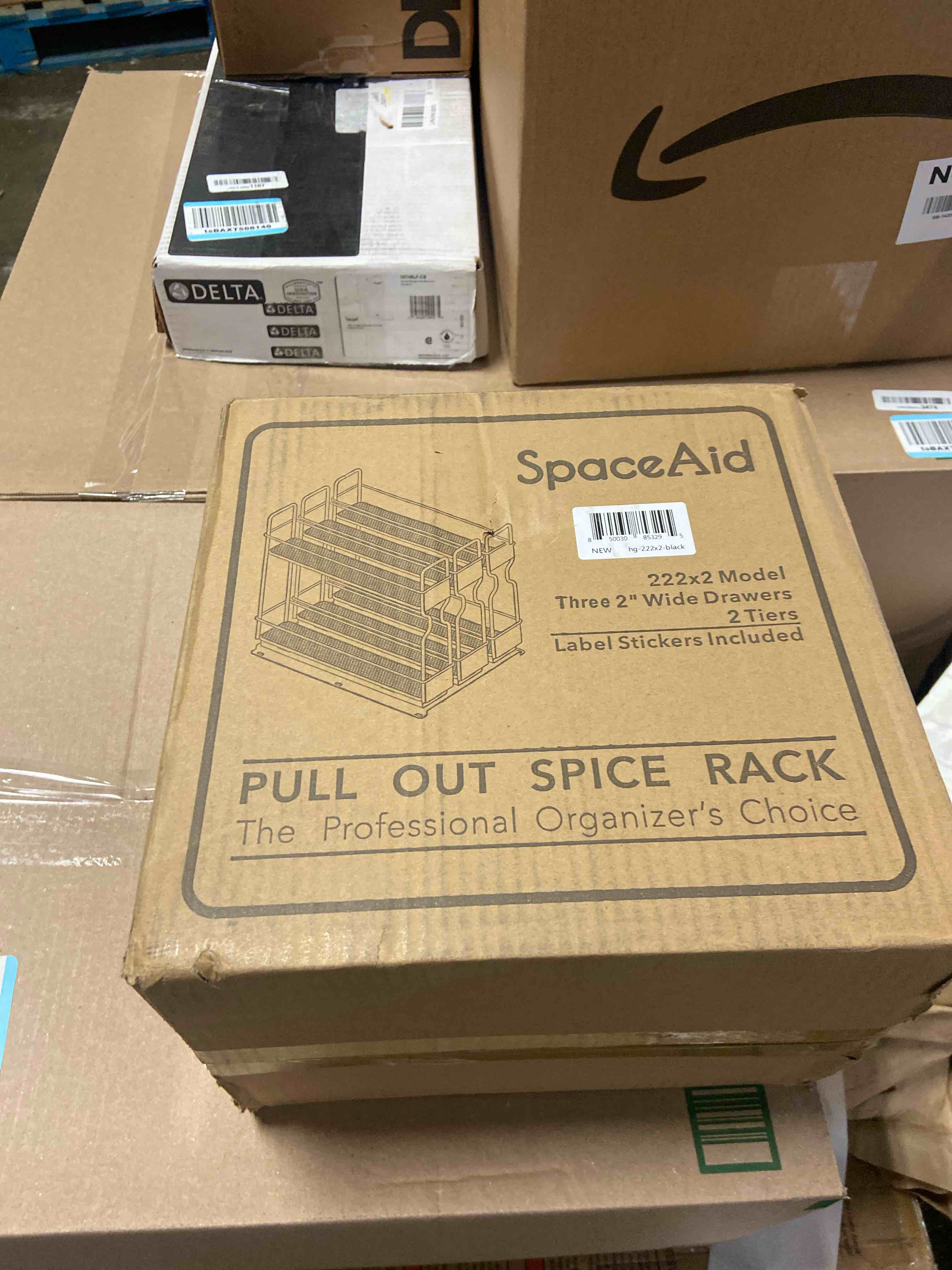 Condition photo showing Good Condition for SpaceAid Pull Out Spice Rack Organizer for Cabinet  Heavy Duty Slide Out Seasoning Organizer for Kitchen Cabinets  with 415 Labels and Chalk Marker  7.2 W x10.5 D x10 H  3 Drawers 2-Tier  Black