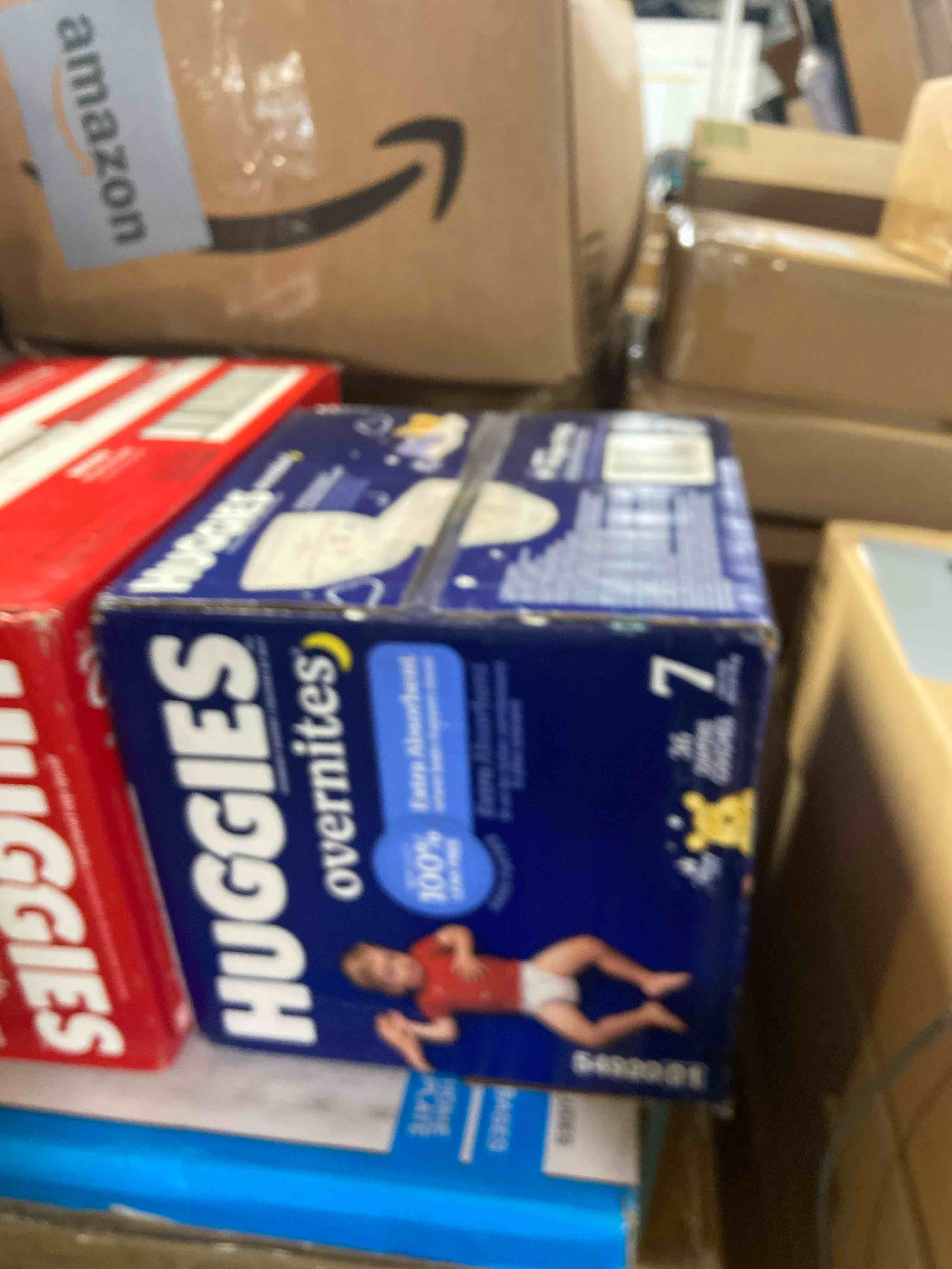 Condition photo showing New/Like New for Huggies Overnites Size 7 Overnight Diapers (41+ lbs), 36 Ct, Packaging May Vary