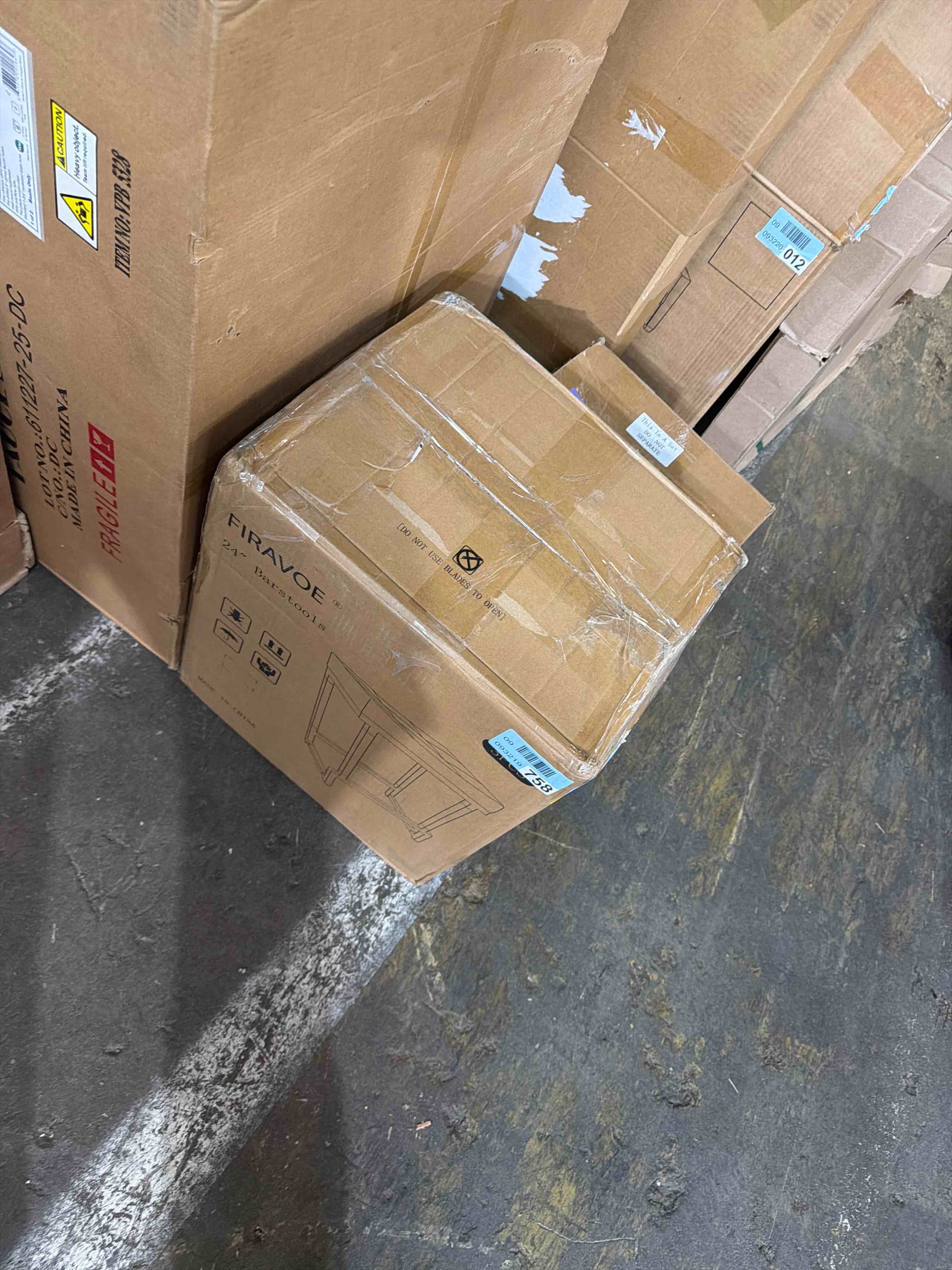 Condition photo showing Good Condition for FIRAVOE Bar Stools Set of 3, Backless Counter Height Bar Stools (24") Modern Faux Leather Saddle Barstools for Kitchen Island, Gray