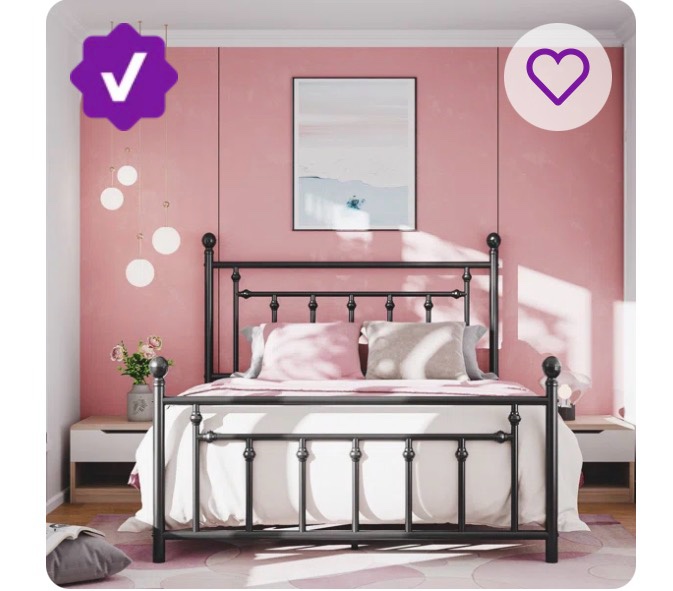 Edsall Metal Bed with Headboard and Footboard No Boxspring Needed