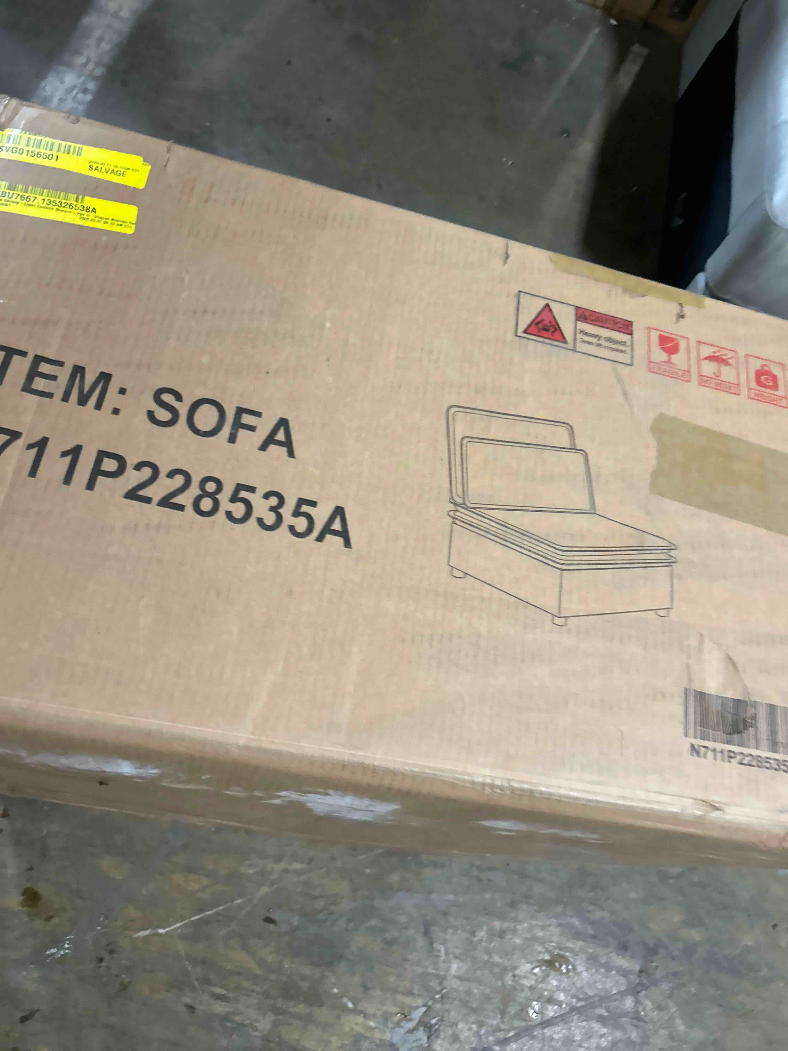 Condition photo showing As Is for Double-Layer Cushion Modern Large U-Shaped Modular Sofa, Freely Combinable 6-Seater With Storage Function(middle piece to couch only)