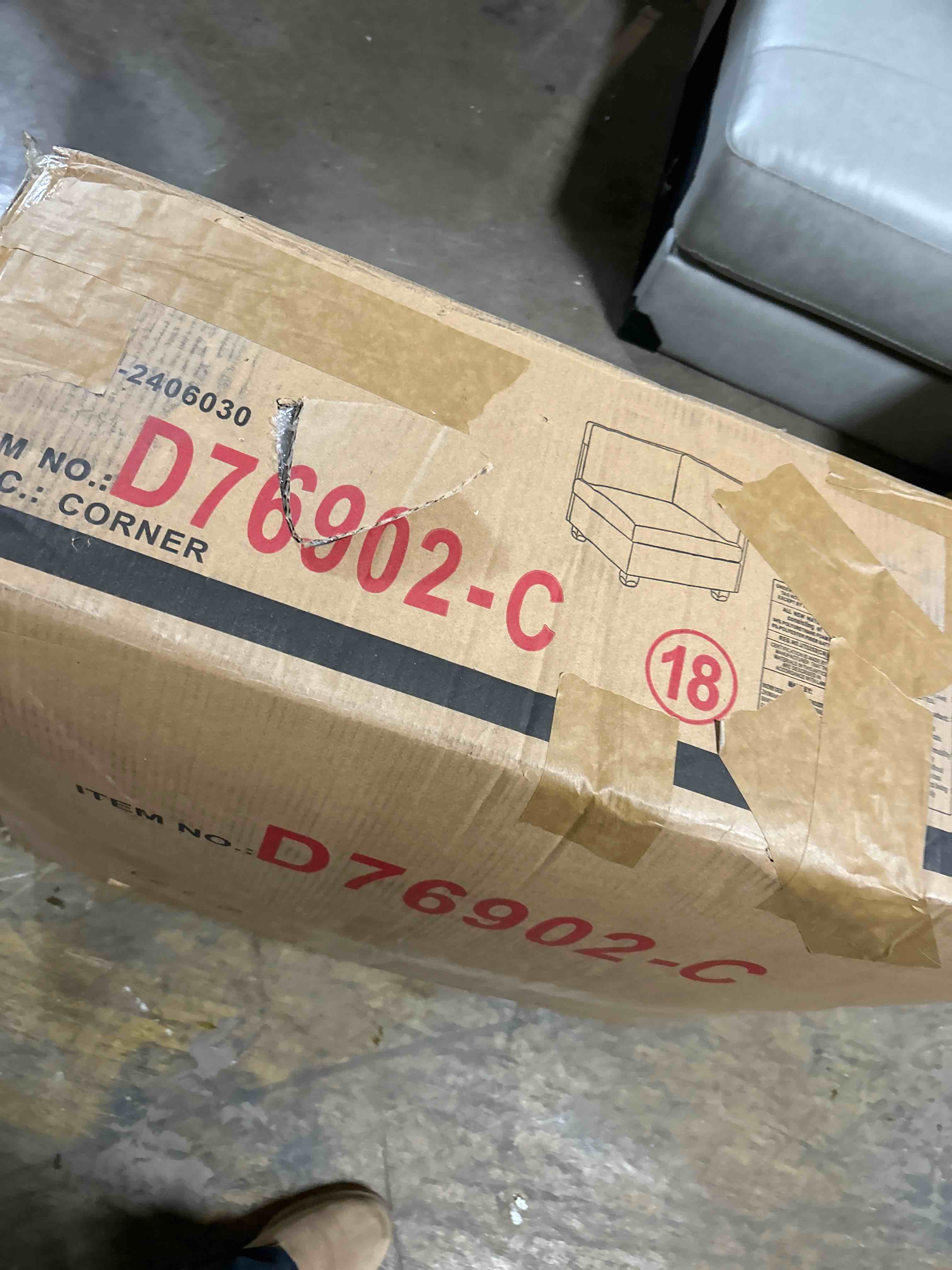 Condition photo showing As Is for 37 Inches Fabric Upholstered Wooden Corner Wedge Gray Grey Solid Modern Contemporary corner sofa piece(corner only )(Beige color)