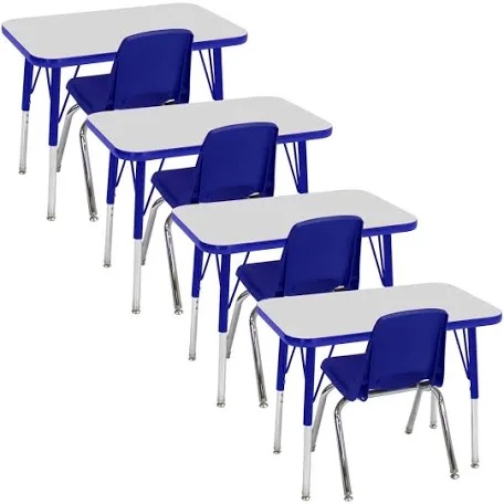 T-Mold Adjustable Height Rectangular Activity Table & Chair Set (Set of 4)(4 chairs and table top for table only)