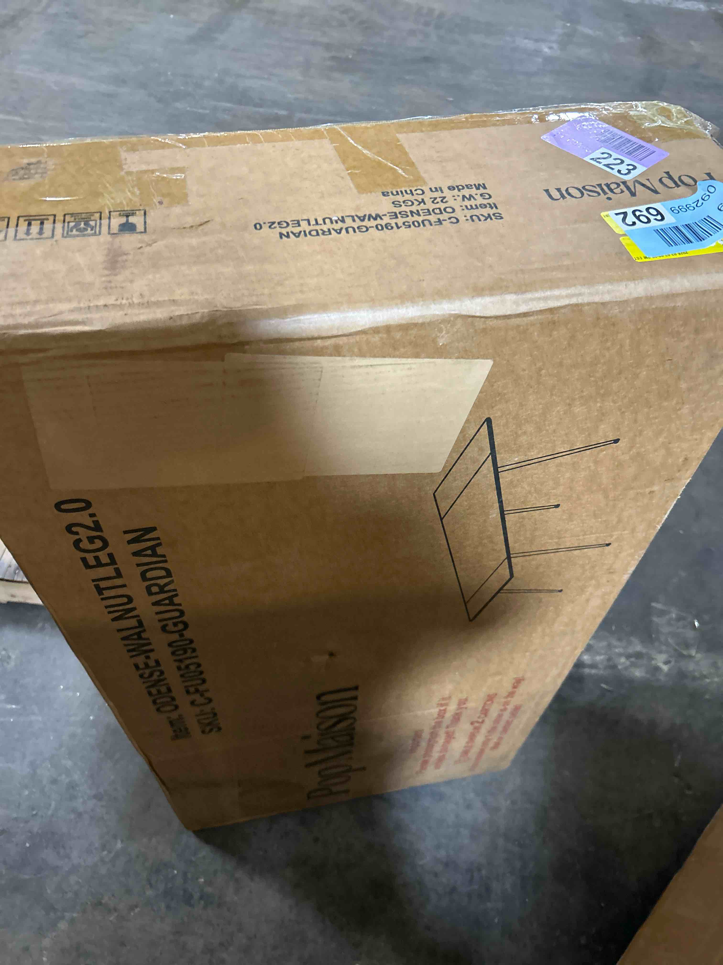 Condition photo showing As Is for Solid Wood Extendable Dining Table, 47.2” to 70.8” Expandable Table for 4-8, Easy Assembly Extendable Dining Room Table, 3-in-1 Design, Ideal for Dining Room, Kitchen, Living Room (Walnut)(1 box of 2)