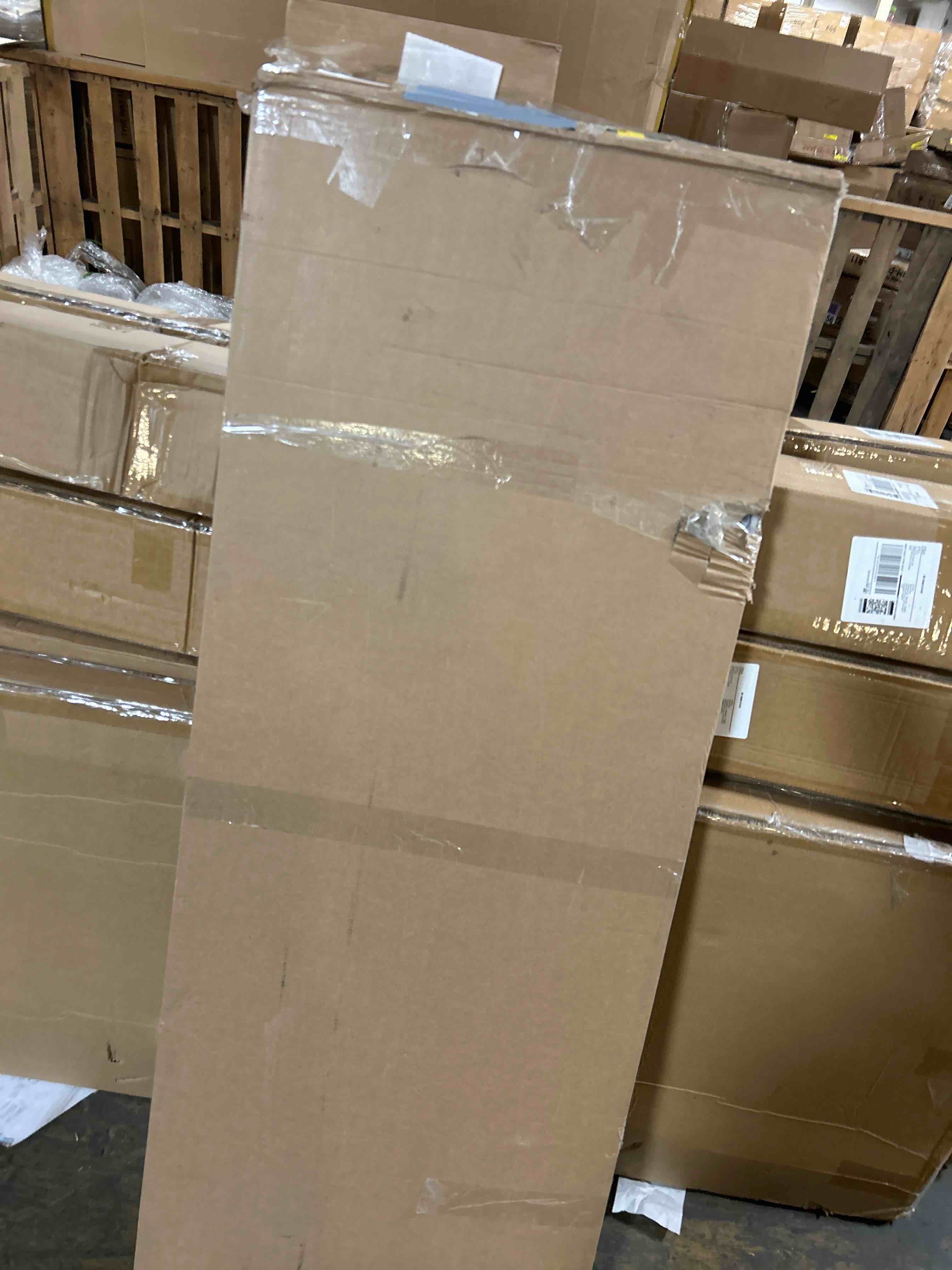 Condition photo showing As Is for Allewie Full Size Platform Bed Frame with Velvet Upholstered Headboard and Wooden Slats Support, Fully Upholstered Mattress Foundation/No Box Spring Needed/Easy Assembly, Black Black Full(Box has been opened)