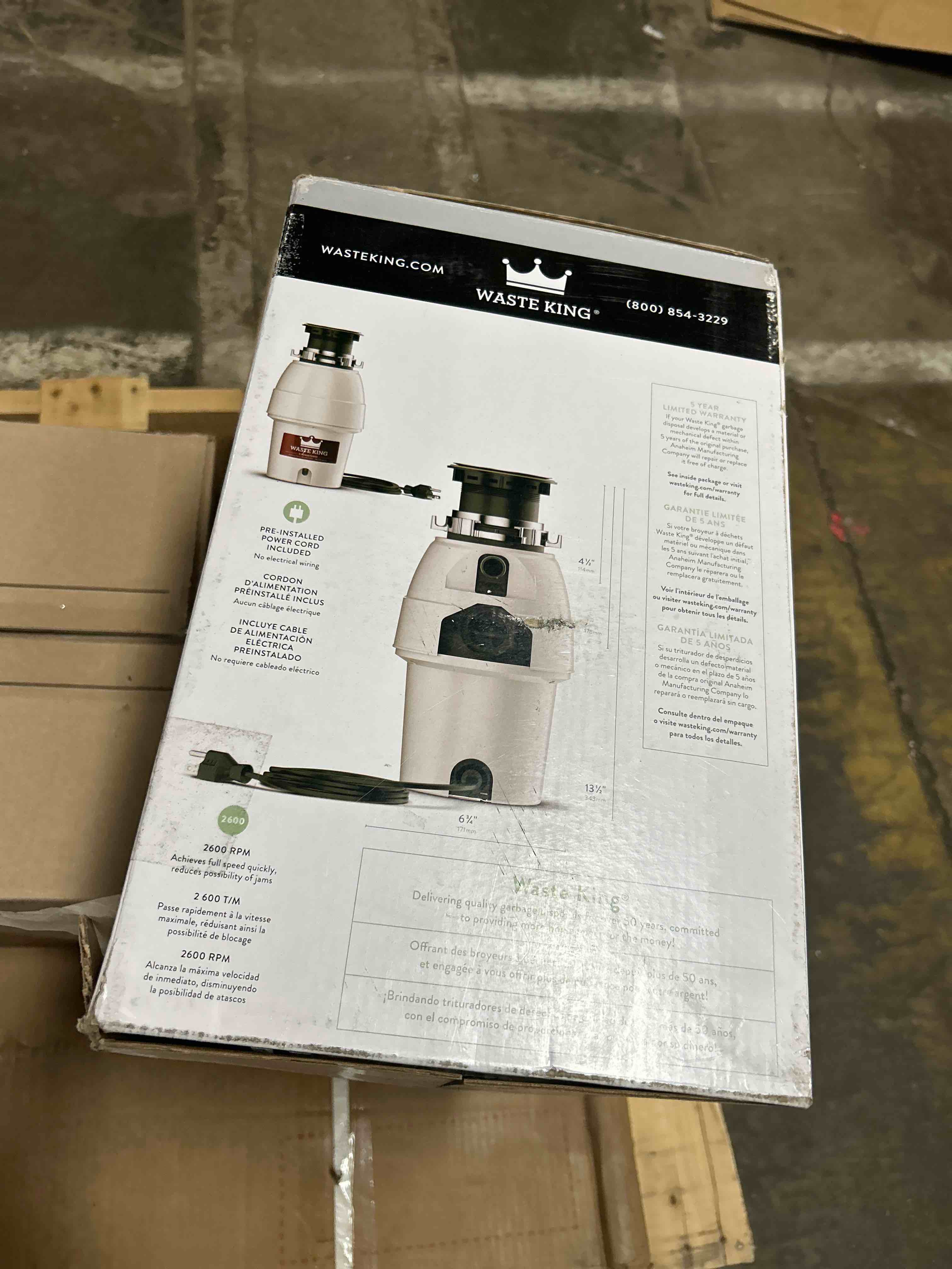 Condition photo showing New/Like New for Waste King Garbage Disposal for Kitchen Sink with Power Cord, Food Waste Disposer, L-3200 3/4 HP - Continuous Feed Disposal Only 8 Year Warranty