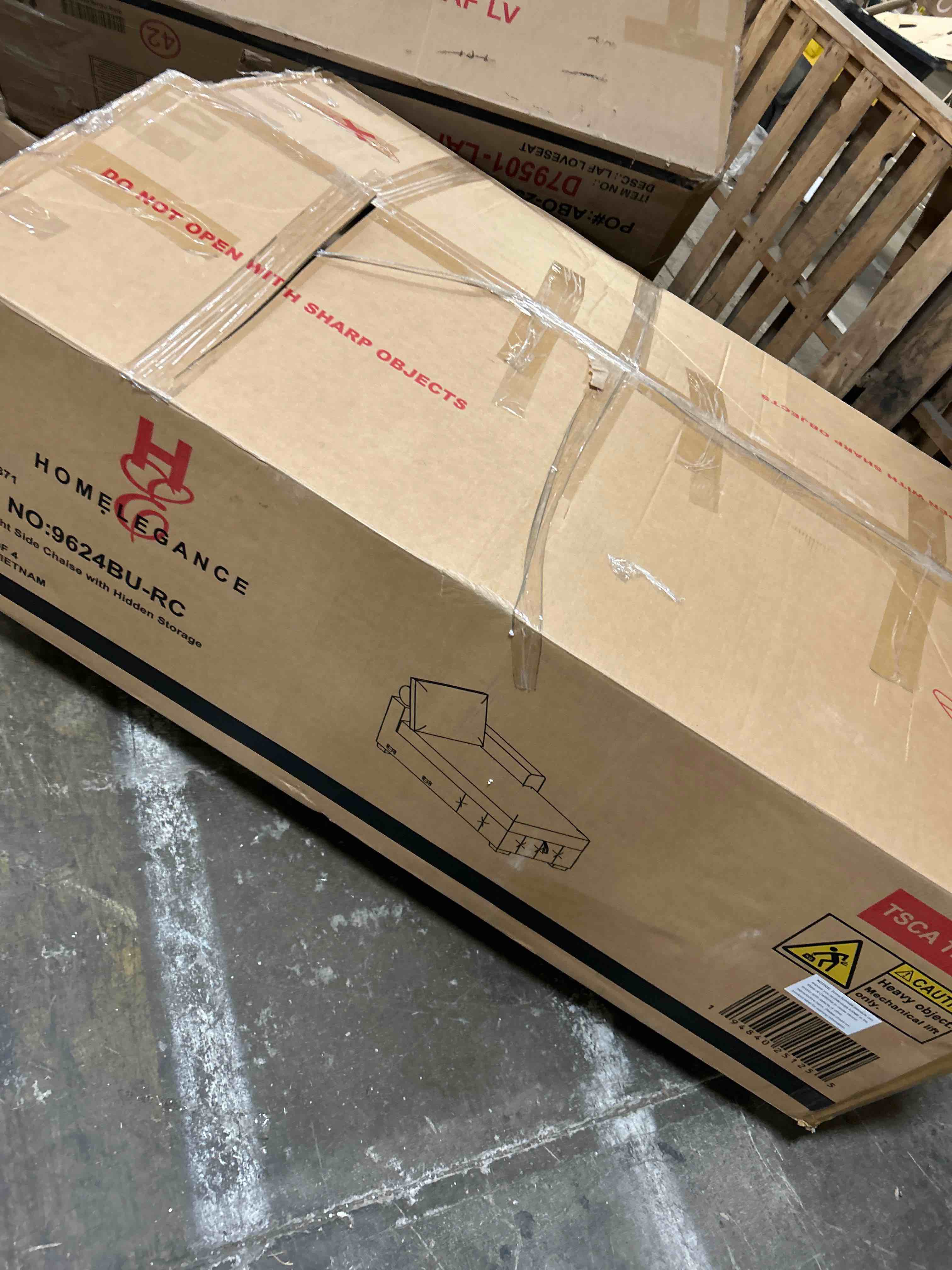 Condition photo showing As Is for Odenser 4-Piece Chenille Sectional Sofa Sleeper with Chaise(Right side chaise only)