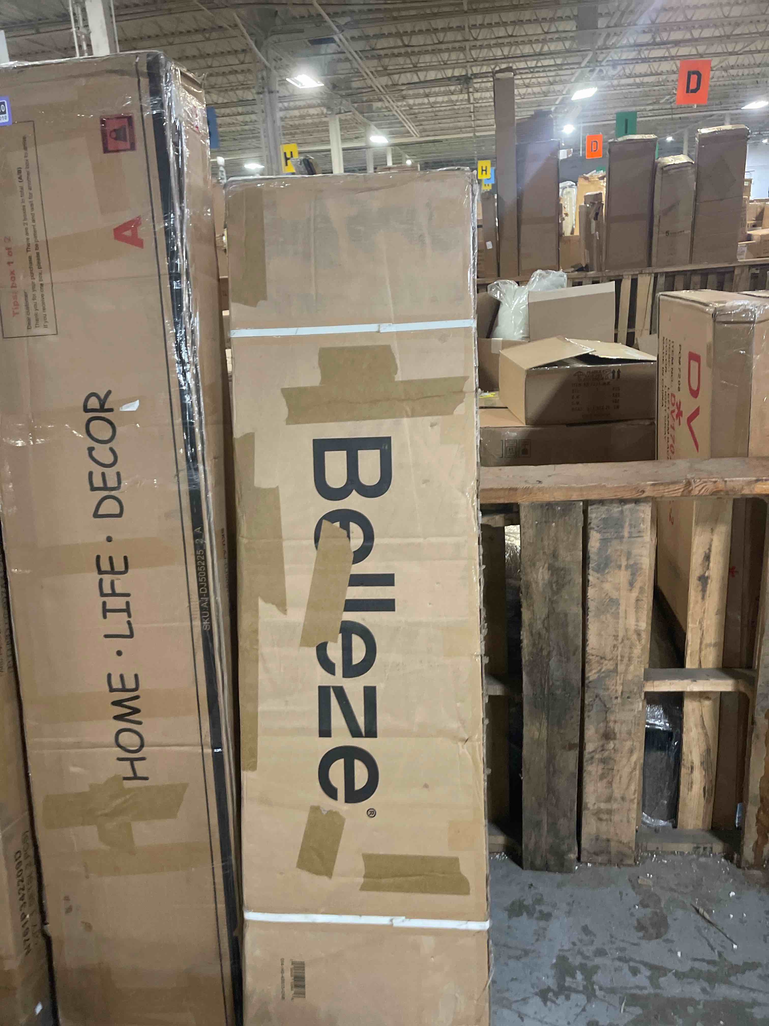 Condition photo showing As Is for 4-Piece Modular Arched TV Stand Entertainment Center Set, Mid Century Modern 2 Piece 72? Tall Storage Cabinets and 2 piece 65? Fluted TV Console for Living Room (Set of 4)