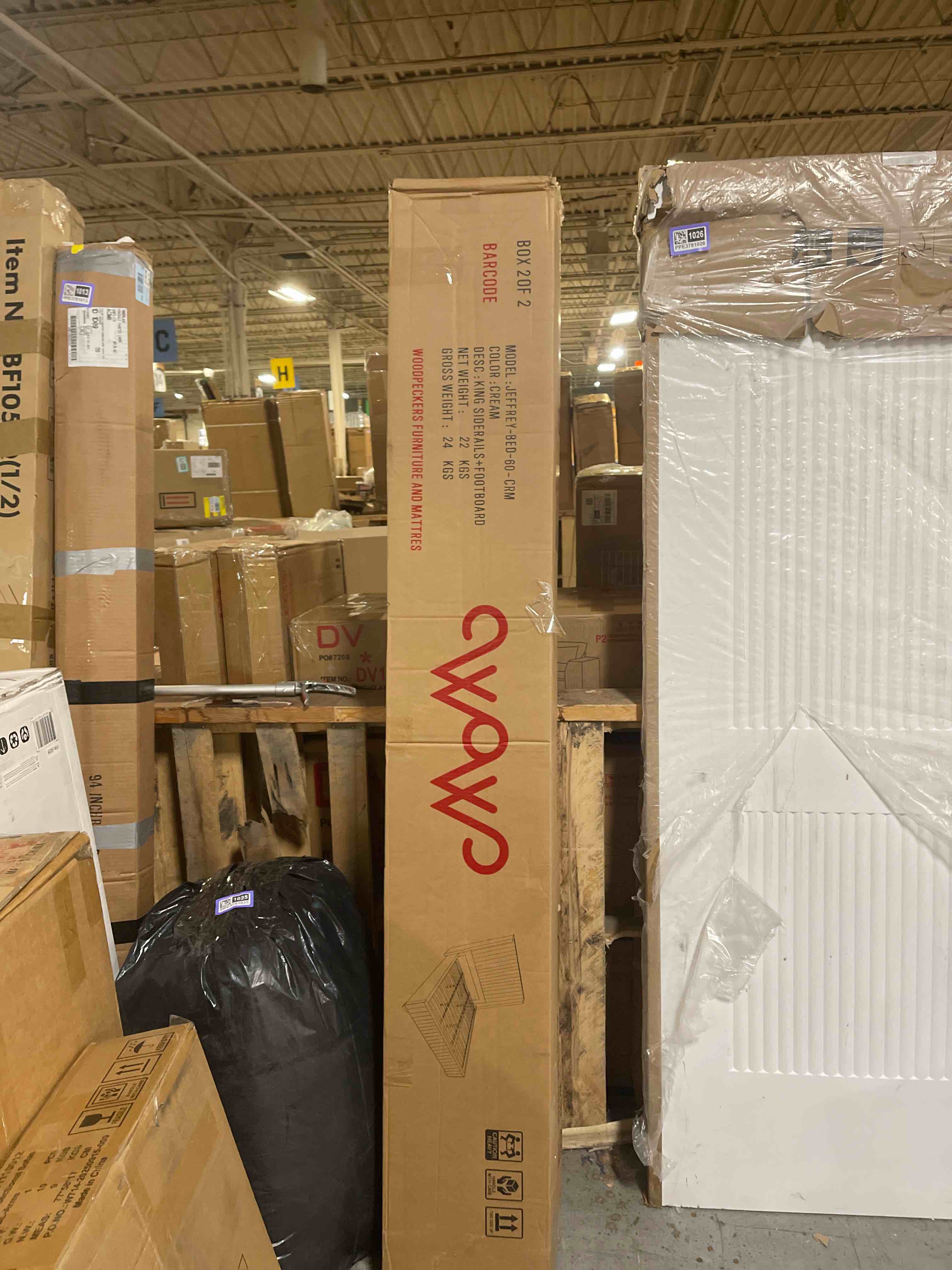 Condition photo showing As Is for Jeffrey Velvet Upholstered Bed Frame King 