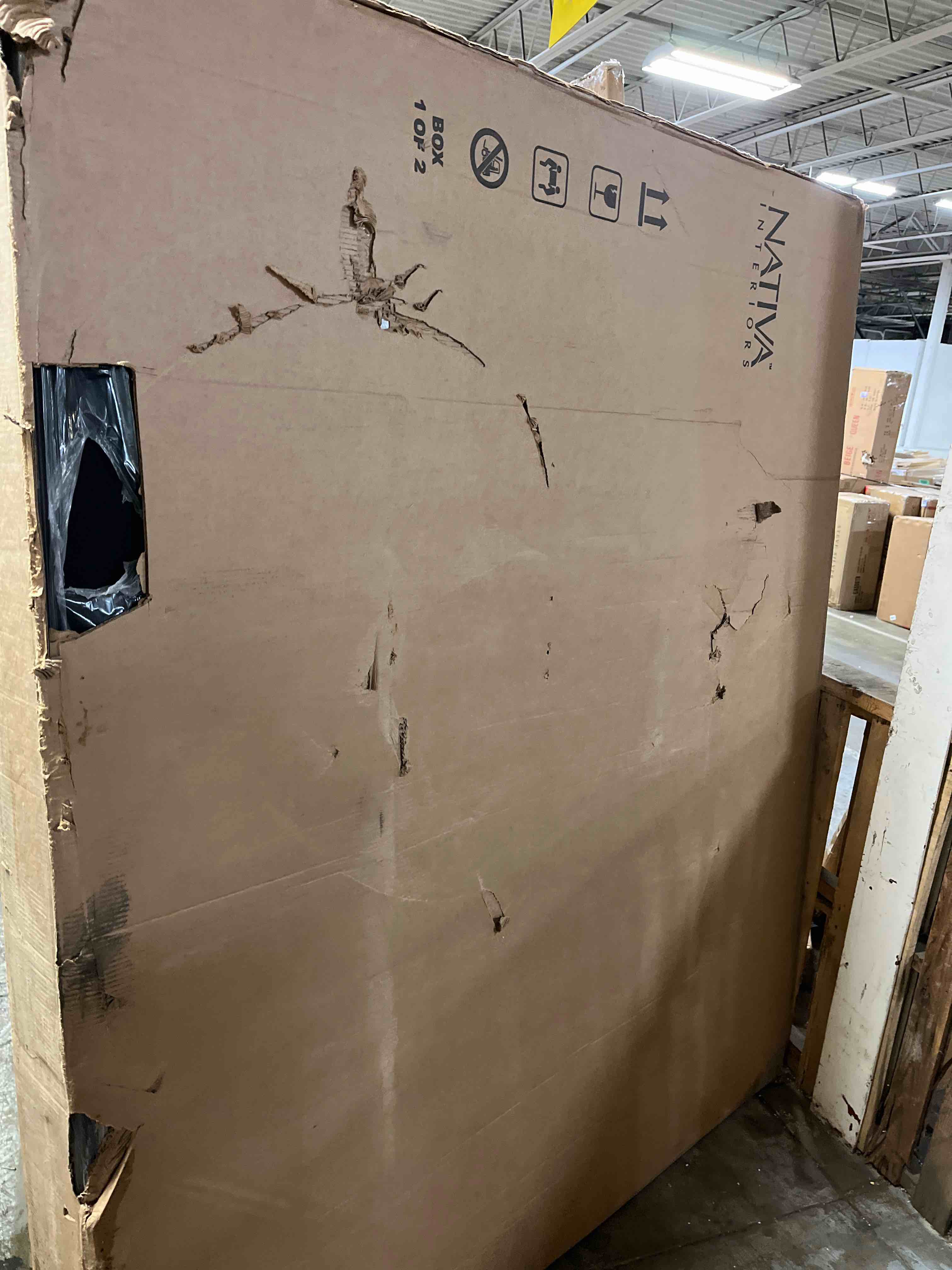 Condition photo showing As Is for Nativa interior king bed headboard 