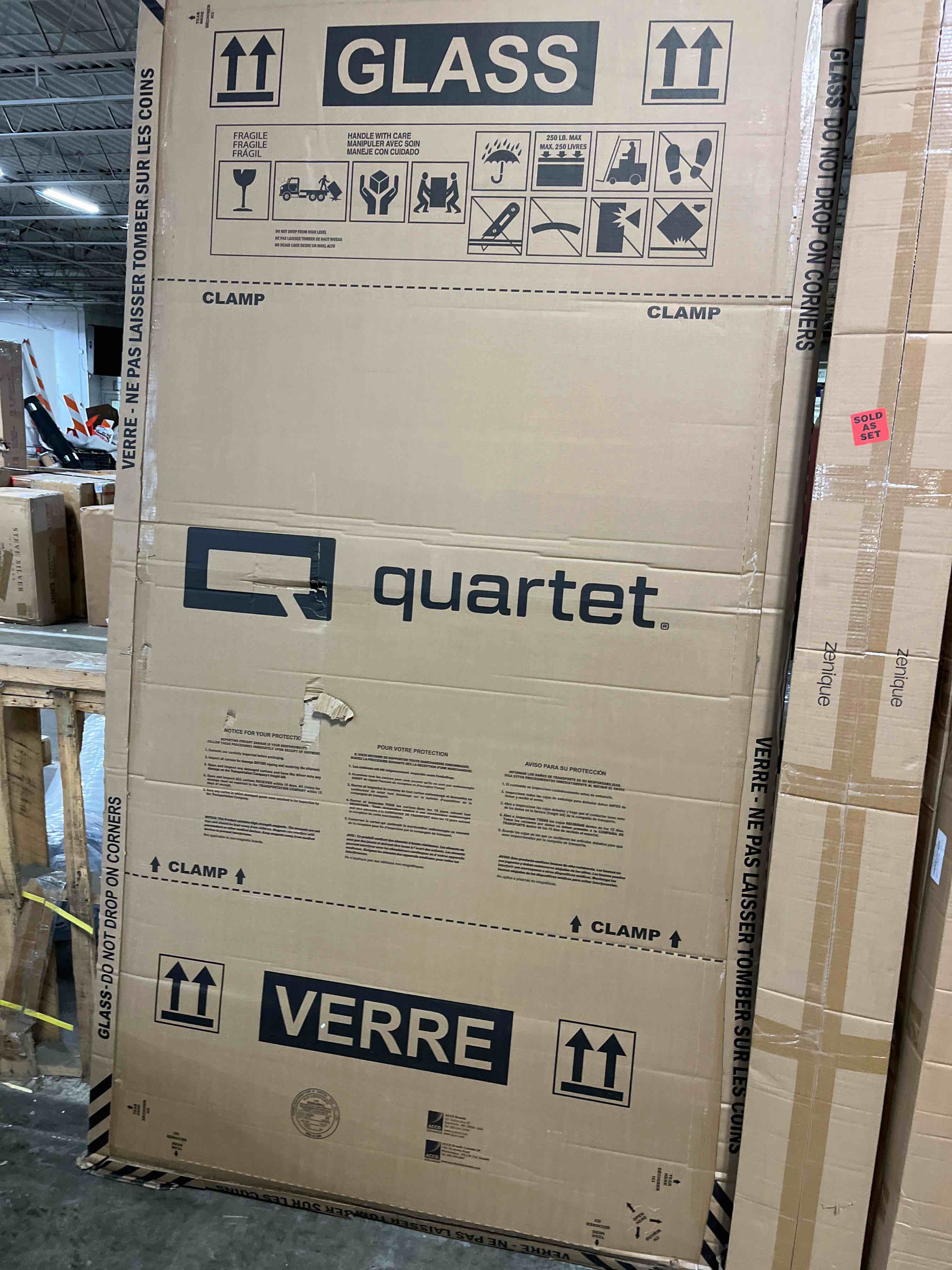 Condition photo showing New/Like New for Quartet Magnetic Glass Dry Erase White Board, 96" x 48" Whiteboard, Frameless, Brilliance White High Contrast White Glass (G29648W)