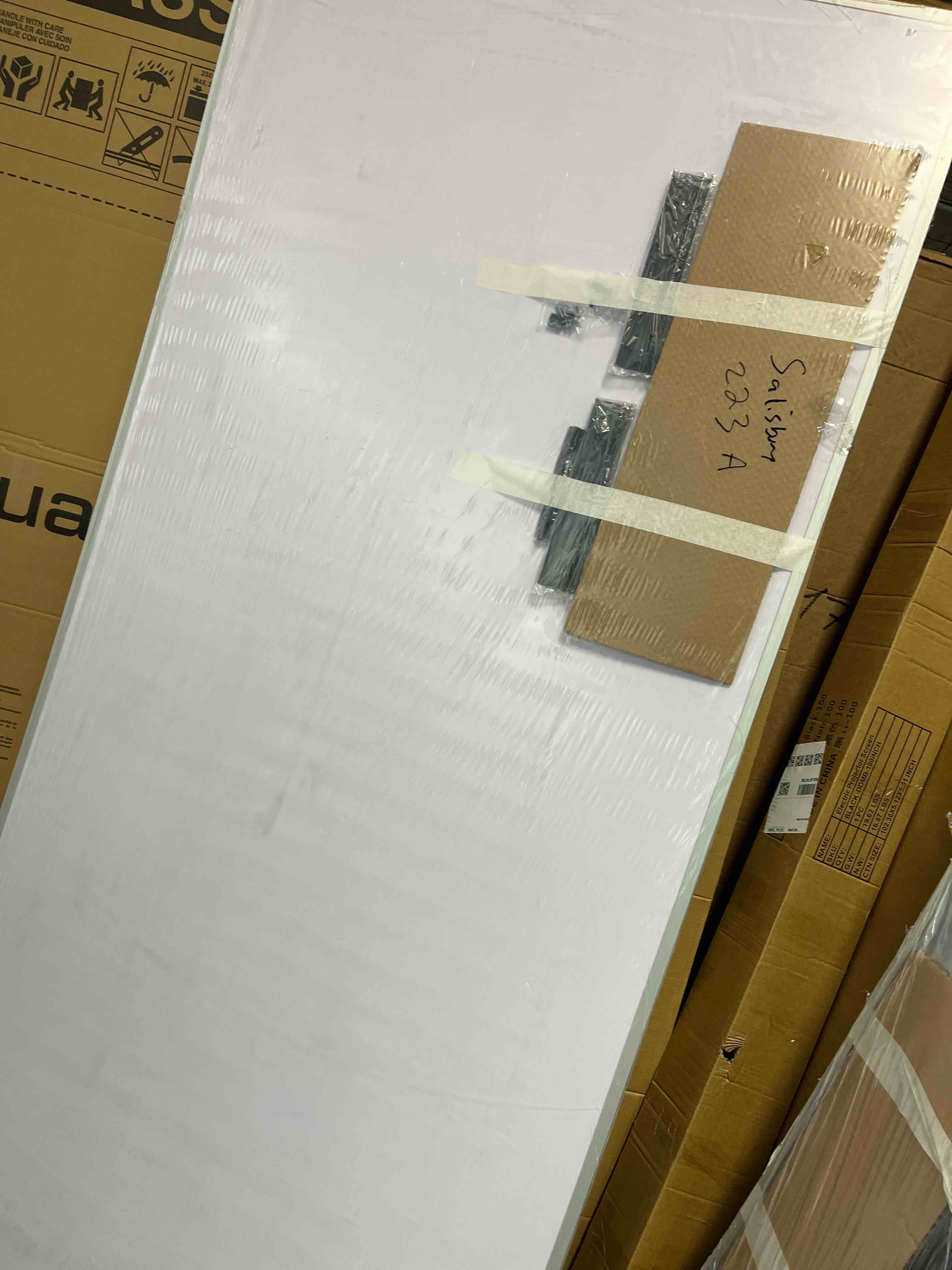 Condition photo showing New/Like New for VIZ-PRO Magnetic Dry Erase Board, 96 X 48 Inches, Foldable Wall-Mounted Whiteboard with Silver Aluminum Frame & Marker Tray for School Office and Home 8' X 4' 96"W x 48"H