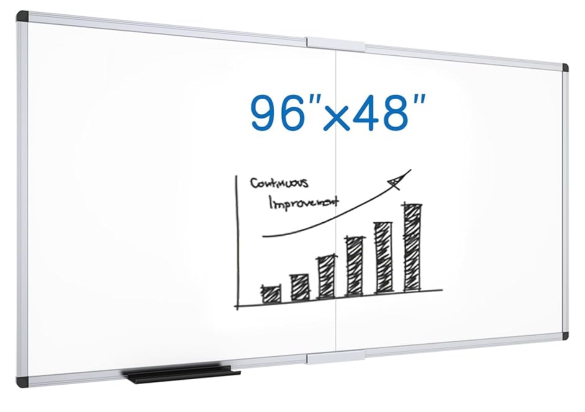 Quartet Non-Magnetic Glass Dry Erase White Board, 6' x 4' Whiteboard, Infinity Frameless Mounting, W