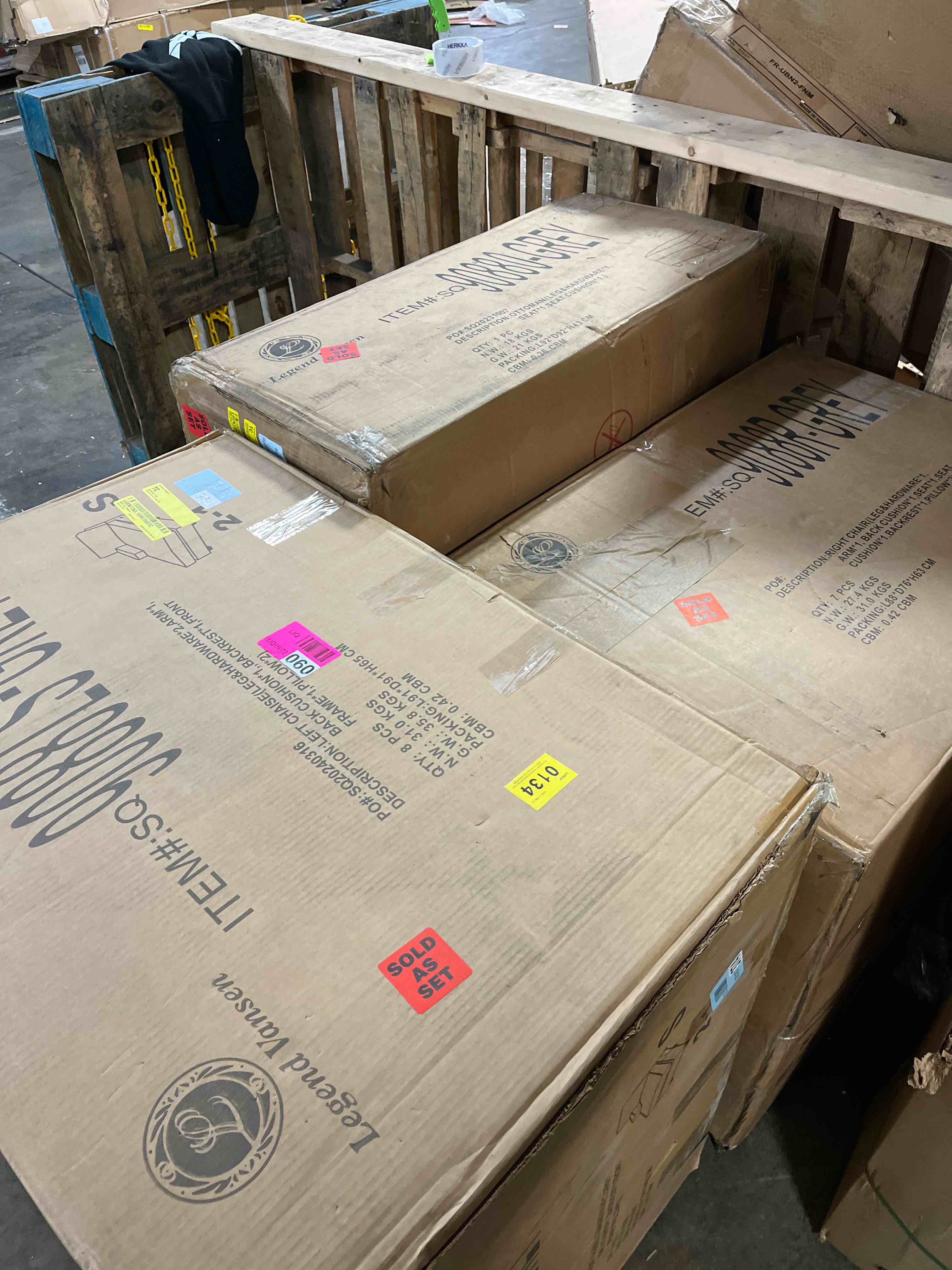 Condition photo showing As Is for L Lengend Vansen Modular Sectional Sofa U Shaped Sofa Couch with Ottoman Modern Reversible Corner Sectional Couch for Living Room (Dark Grey, U Shaped Sofa-3)(Left chaise, Right chair, and ottoman ONLY)INCOMPLETE