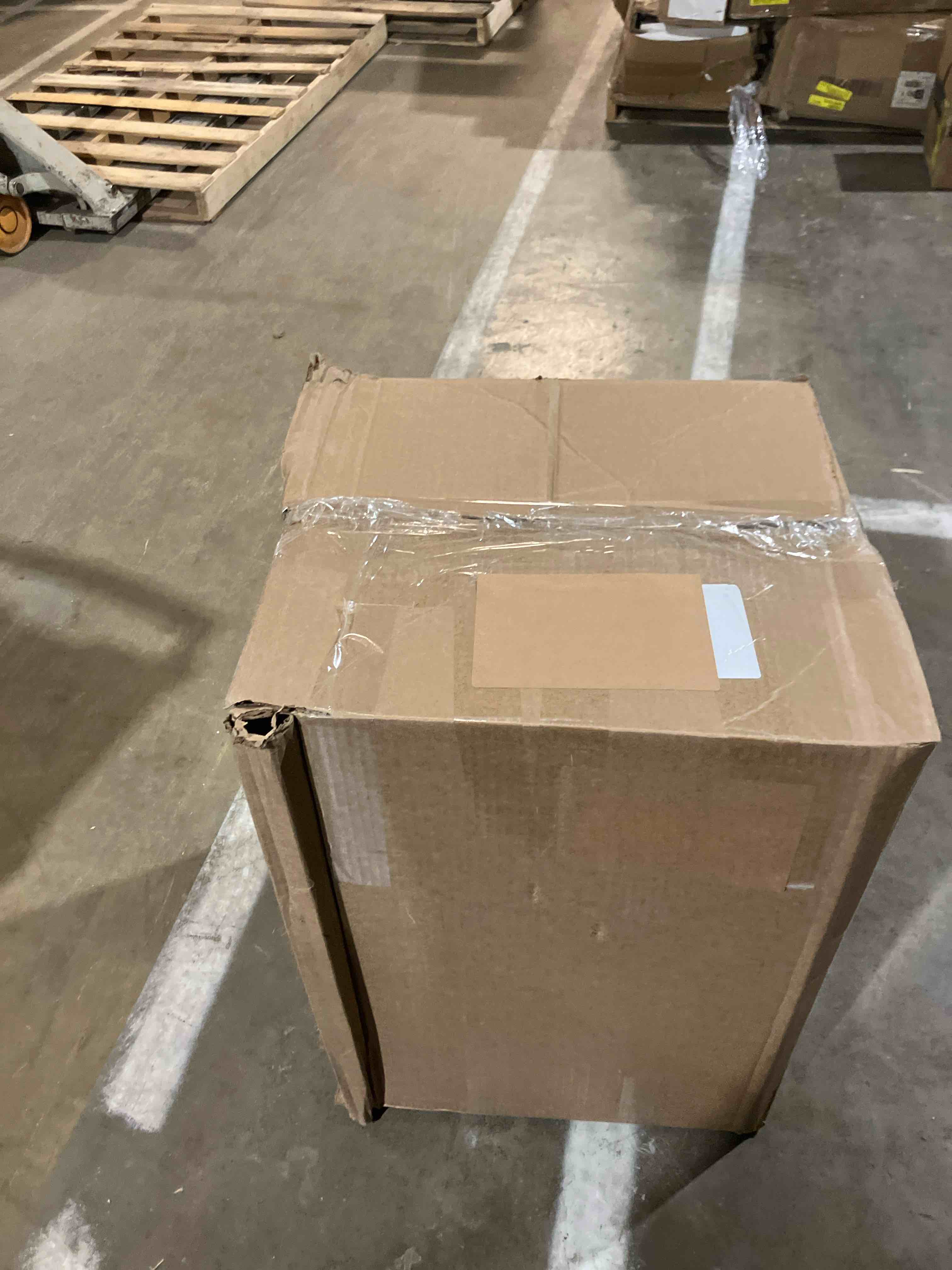 Condition photo showing As Is for Gwendalin 16.1" Wide Velvet Standard Ottoman (Broken)