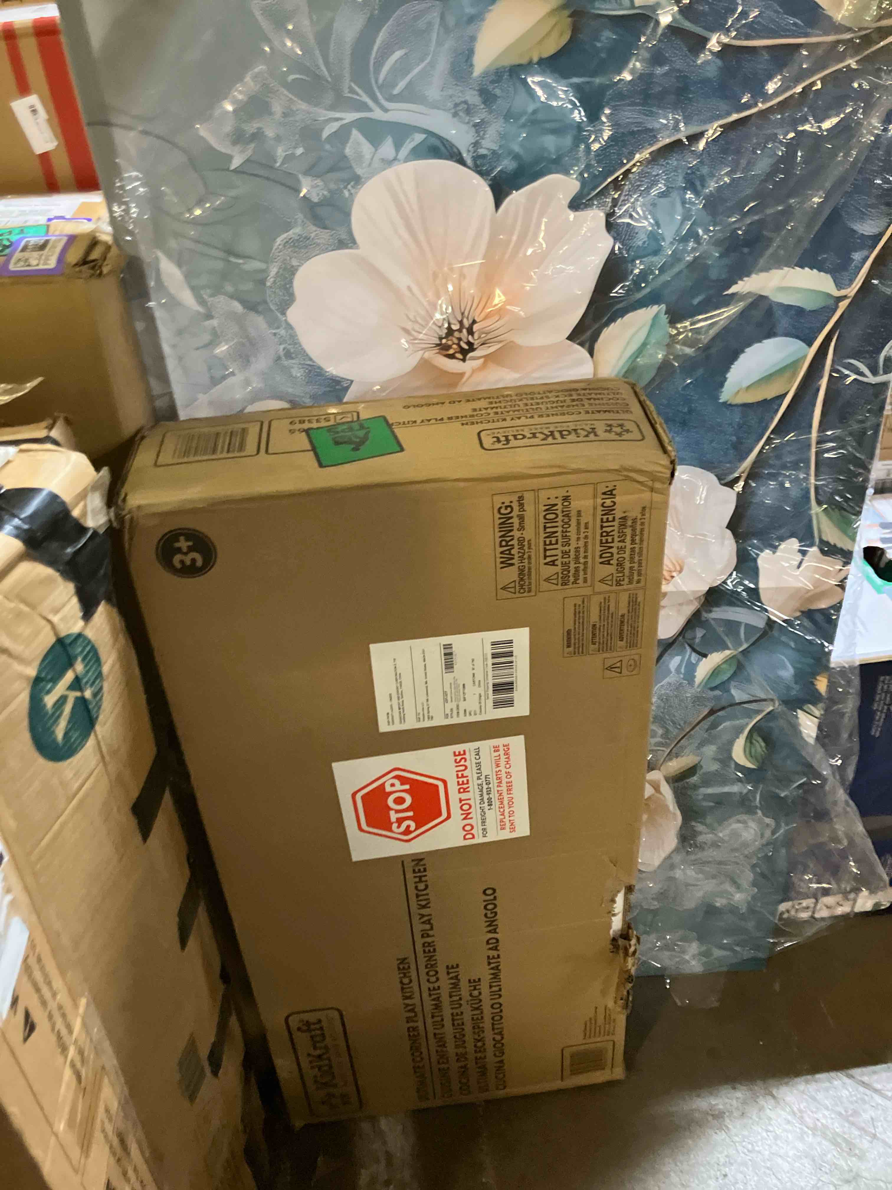 Condition photo showing New/Like New for KidKraft Ultimate Corner Wooden Play Kitchen with Lights & Sounds, White