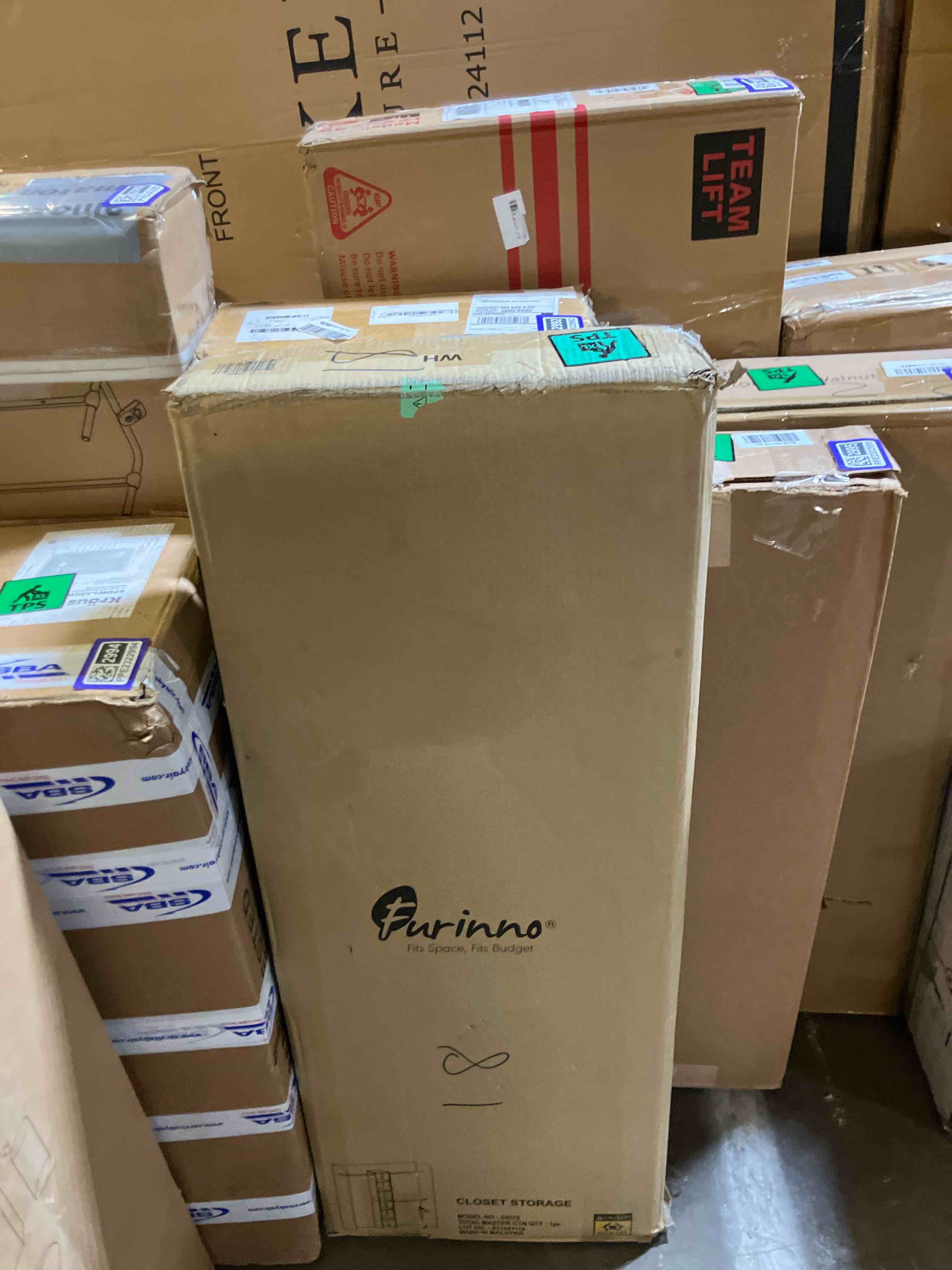 Condition photo showing New/Like New for Furinno FANO Closet Organizers and Storage, Closet Storage Organizer with 3 Hanging Bars, Wardrobe Closet Shelf Towers, for Wardrobe, Bedroom, Living Room, White