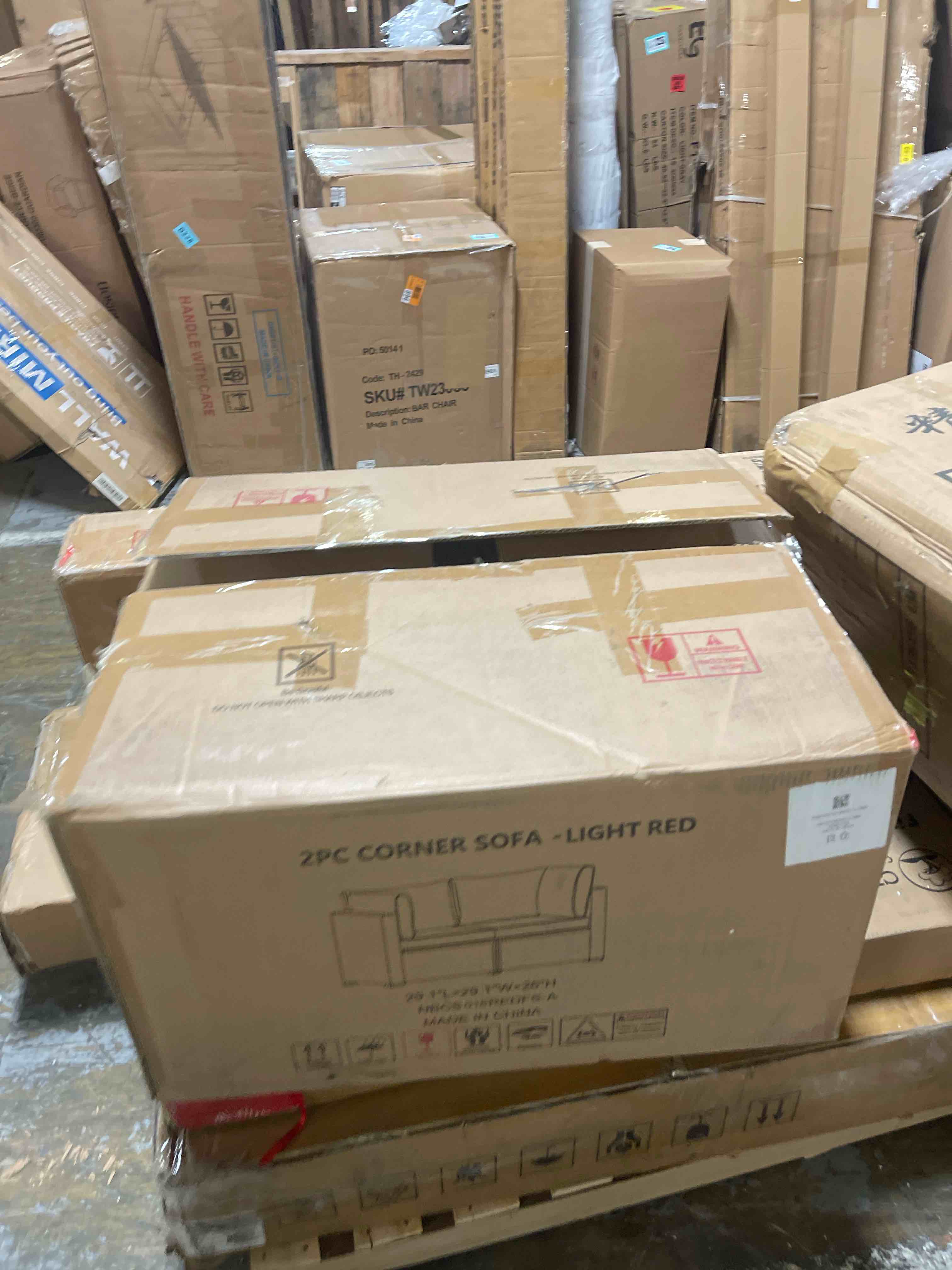 Condition photo showing New/Like New for Costway 2PCS Patio Rattan Corner Sofa Sectional Furniture Set Red Cushion