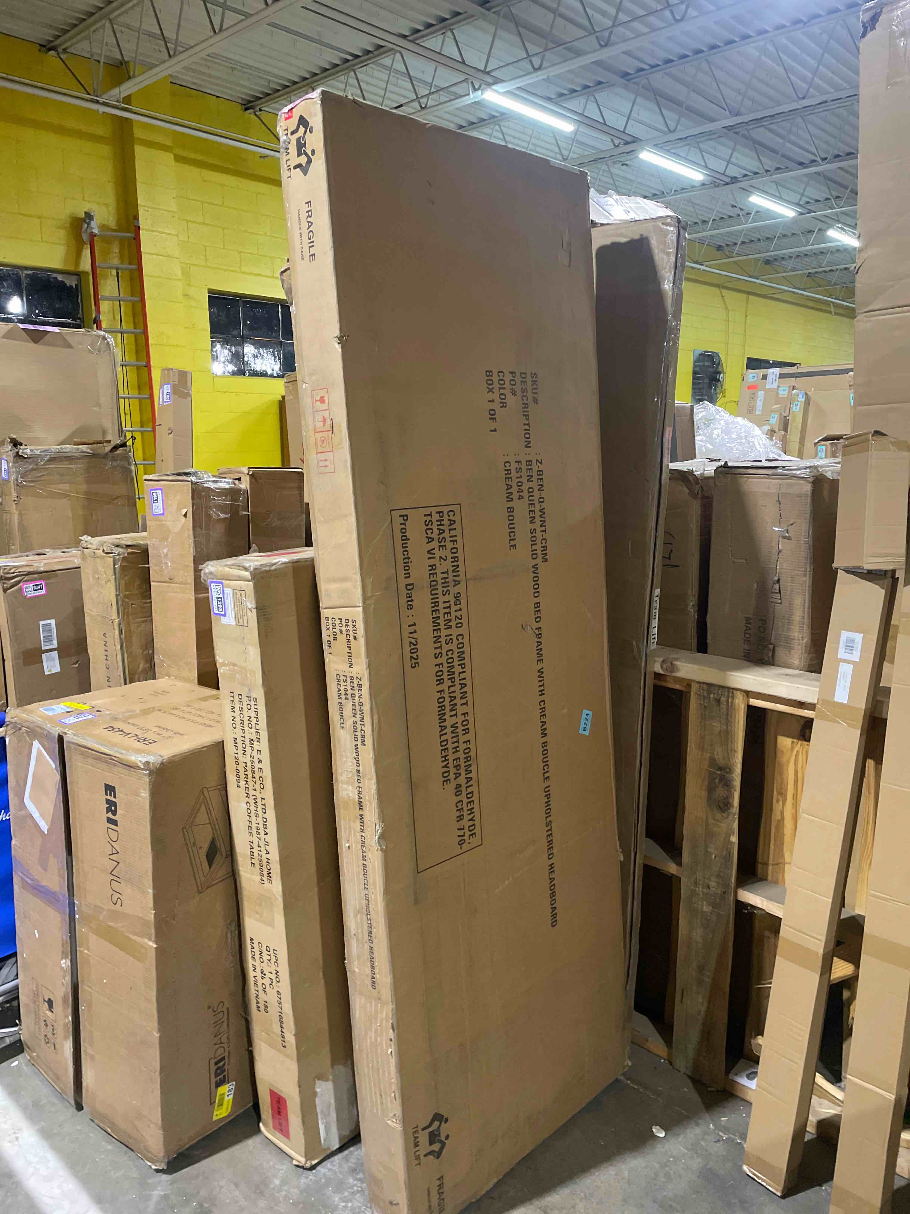 Condition photo showing New/Like New for Ardin Solid Wood Bed Frame With Cream Boucle Upholstered Headboard Queen 