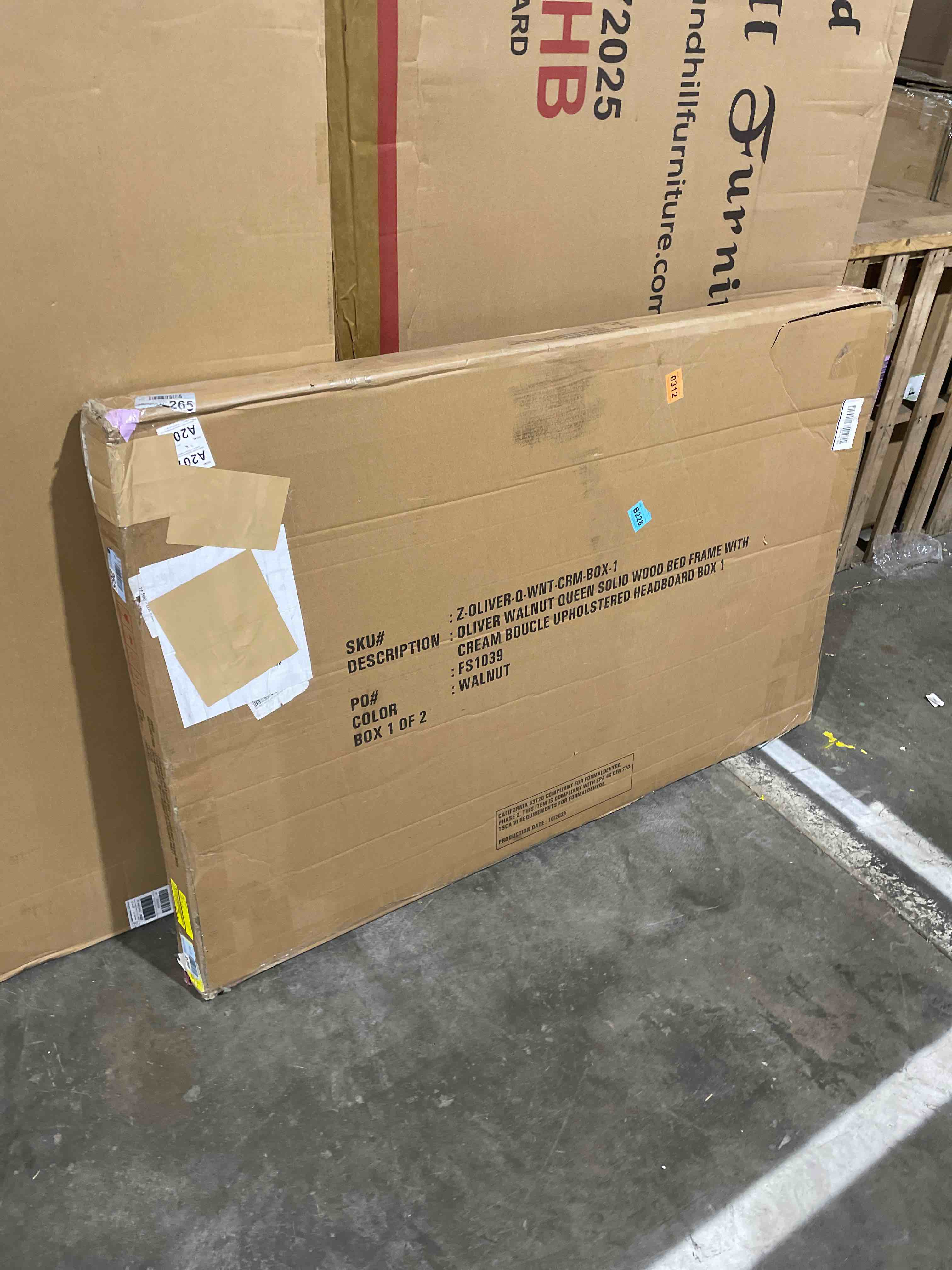 Condition photo showing As Is for Oliver Queen Tall Boucle Headboard (only headboard)