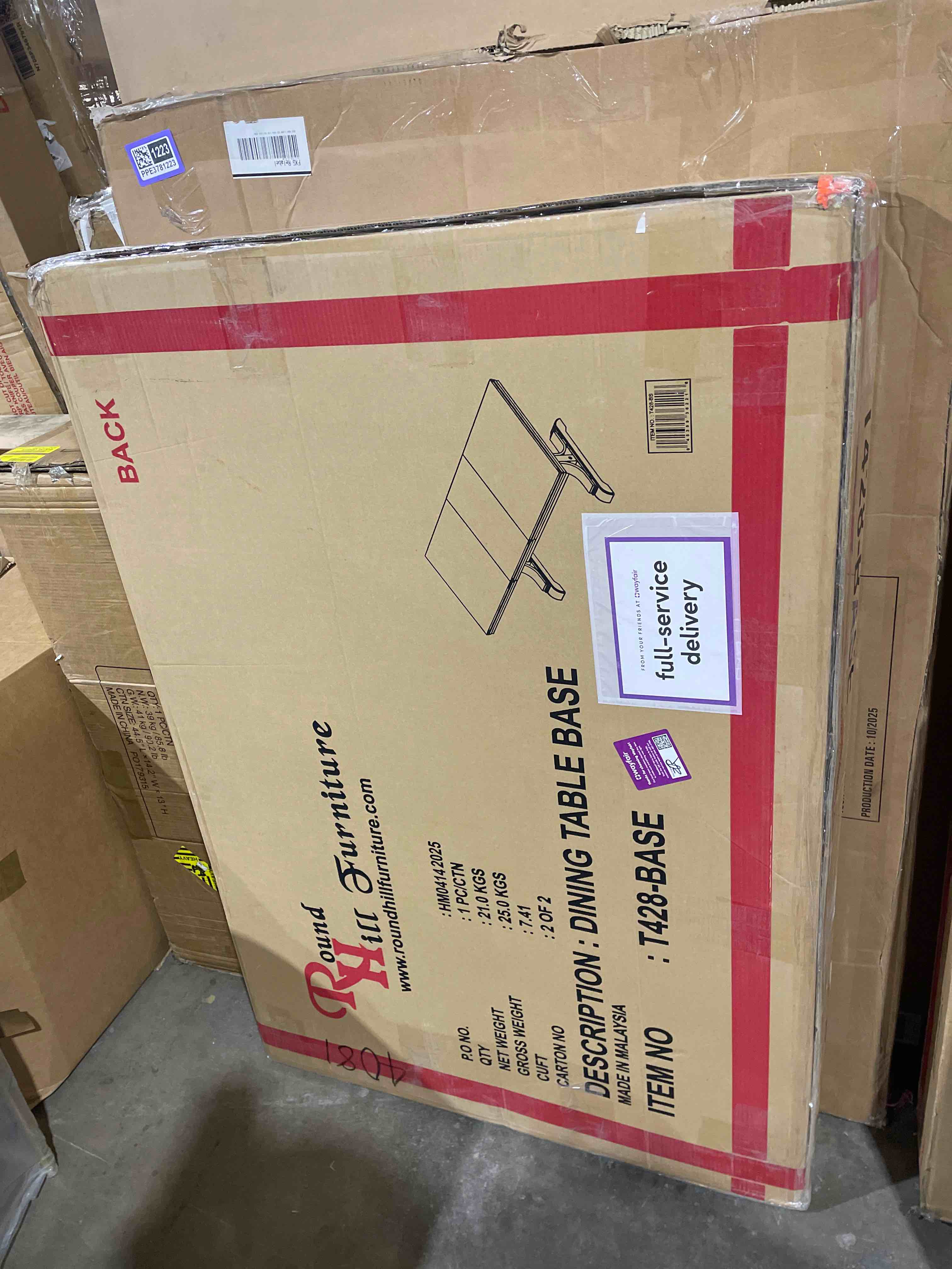 Condition photo showing As Is for Roundhill Furniture Dasher Driftwood Finish Extendable Table (only base, legs)