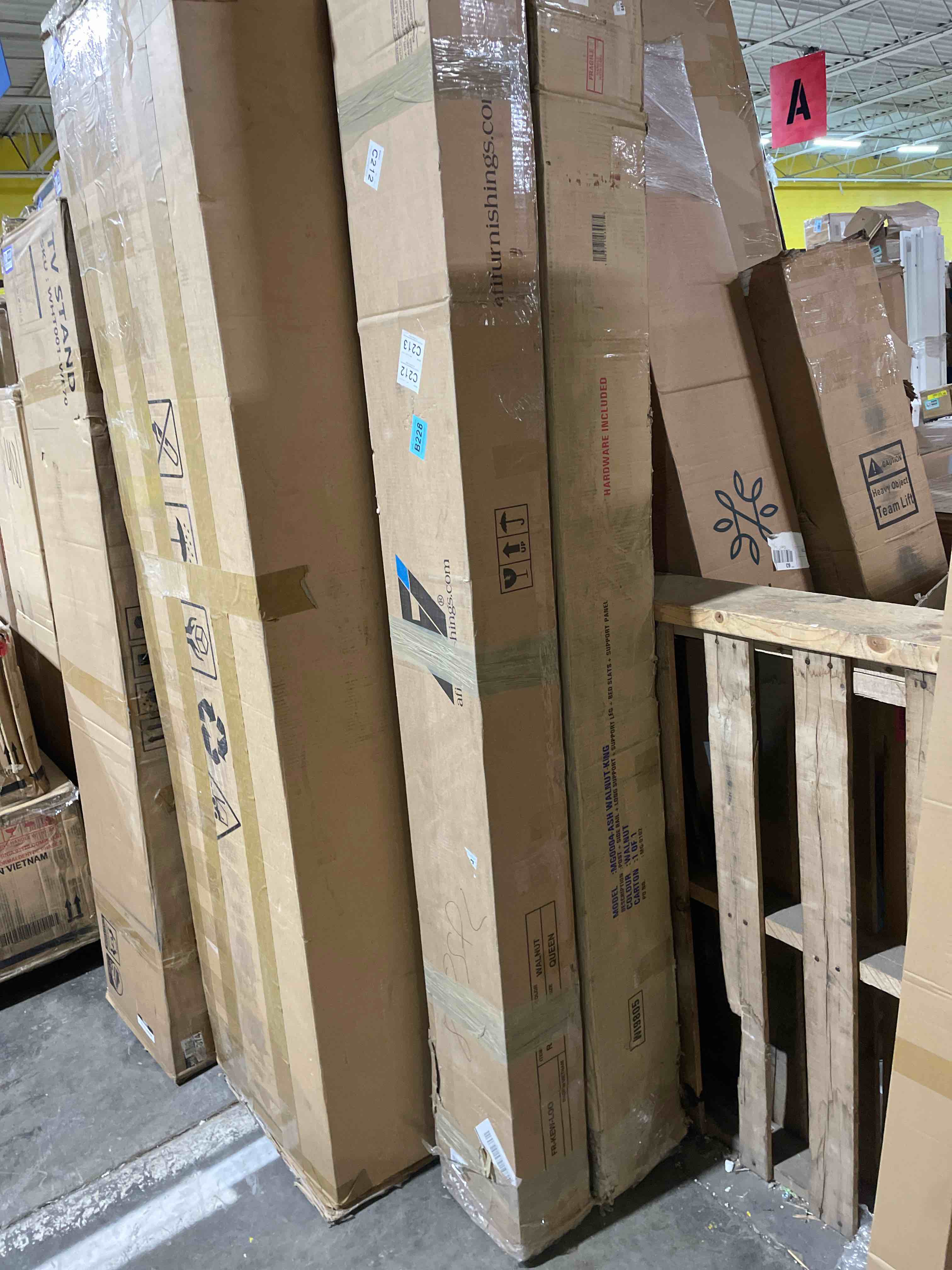 Condition photo showing As Is for amandaleigh solid wood panel bed queen  (only rails,slats) 