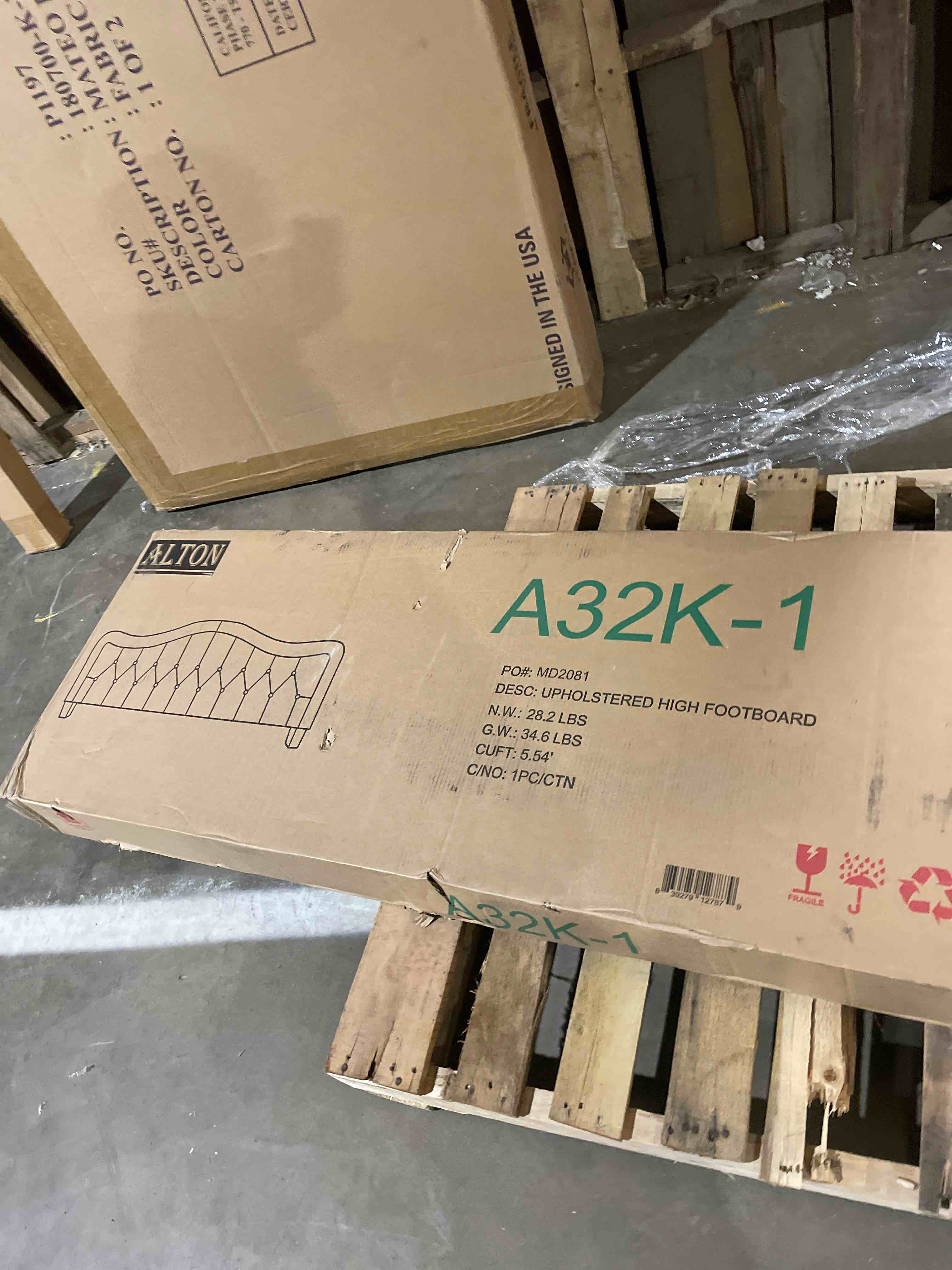 Condition photo showing New/Like New for alton upholstered, high footboard beige (only footboard)