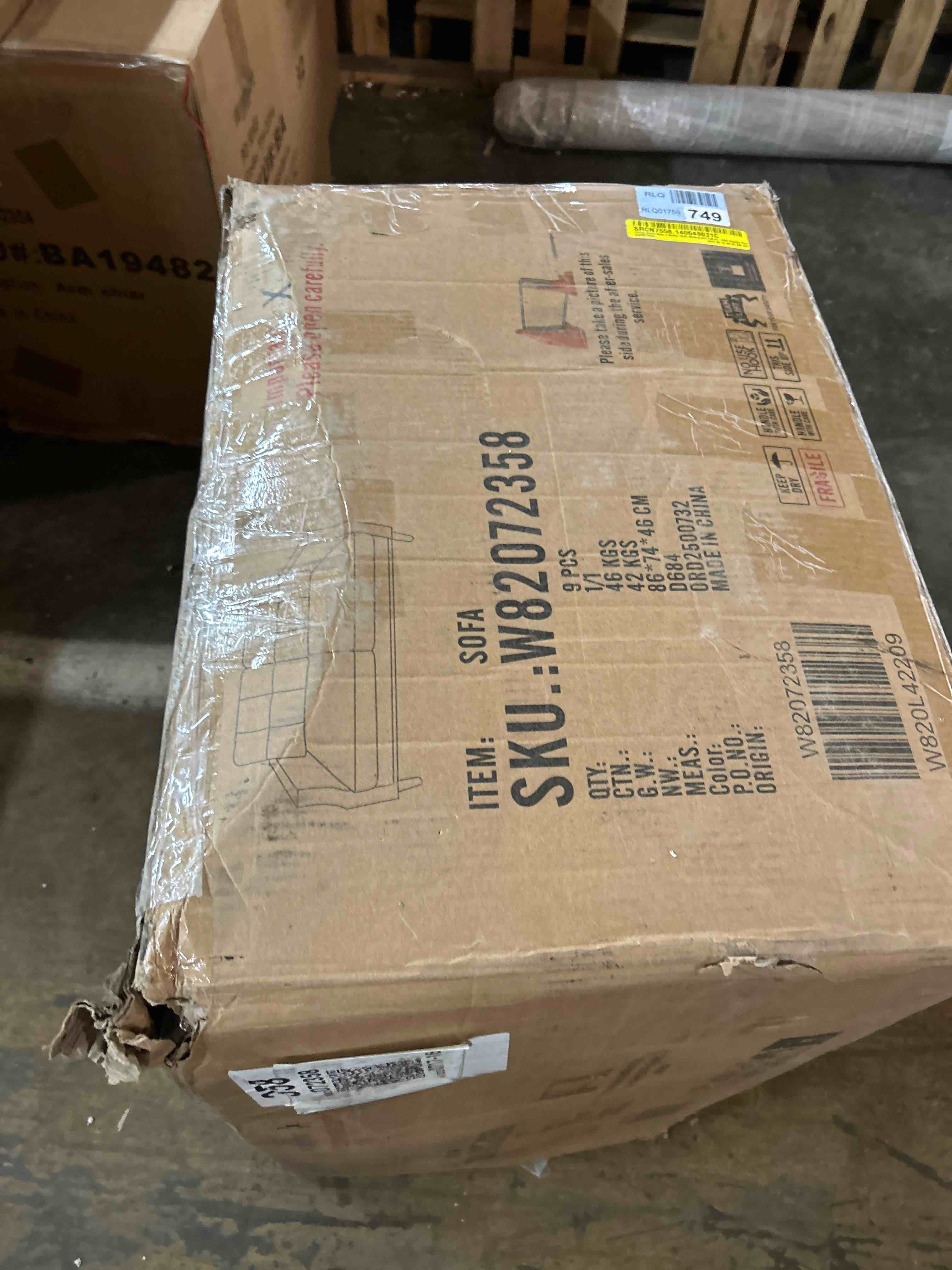 Condition photo showing As Is for Living Space Sofa 3 Seater With Waterproof  Fabric, USB Charge (INCOMPLETE BOX 1 of 2)