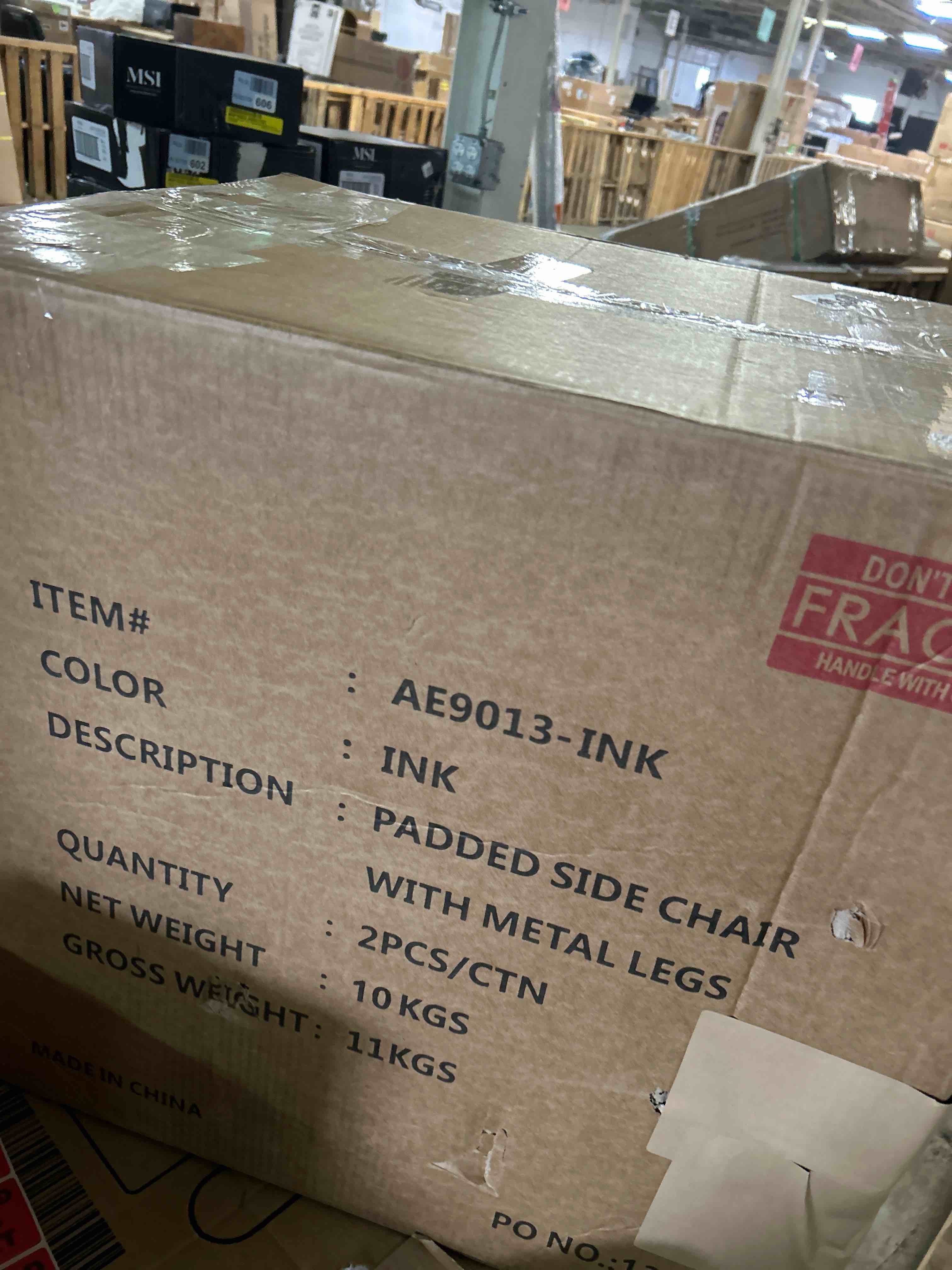 Condition photo showing New/Like New for Pemberly Row Performance Velvet Side Chair, Blue Upholstery, Contoured Padded Shell, Matte Black Metal Legs, Non-Marking Feet, Modern Dining Room Seating, 16.75" W x 20" D x 32.5" H