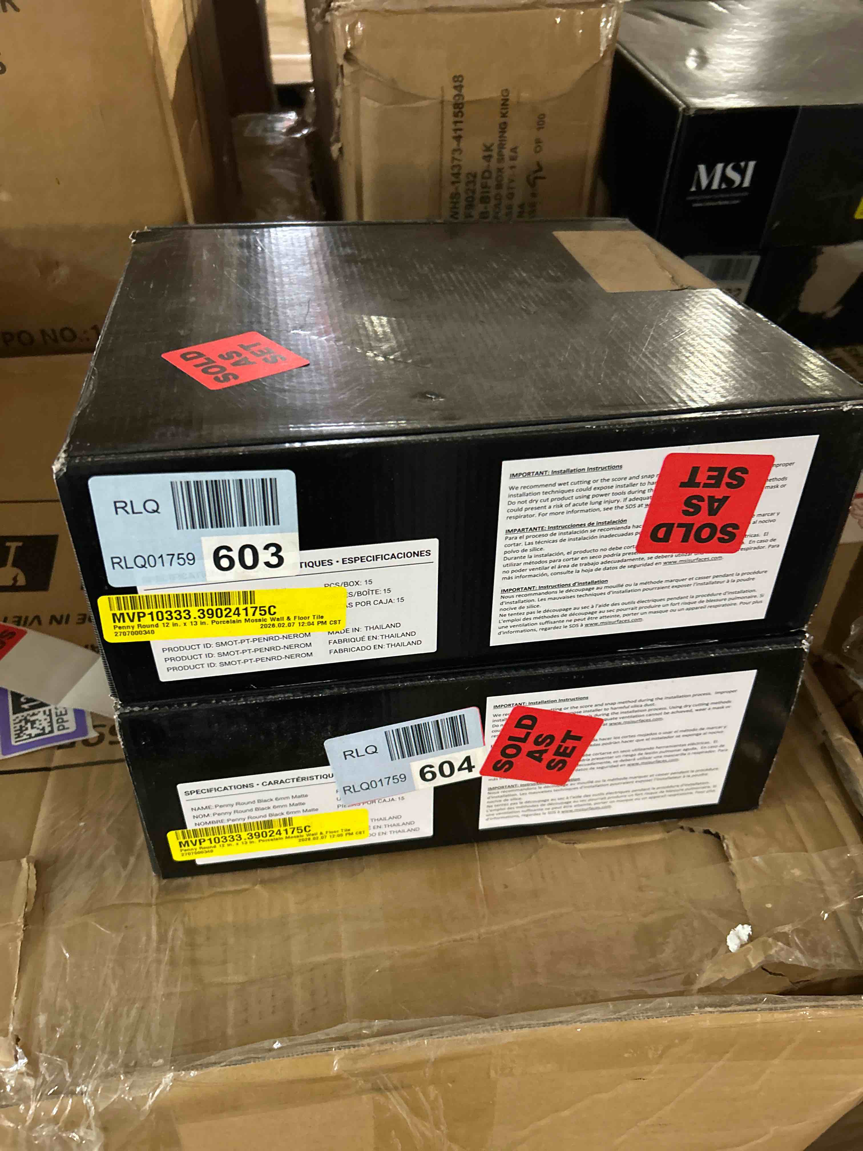 Condition photo showing New/Like New for Penny Round 12 in. x 13 in. Porcelain Mosaic Wall & Floor Tile(Set of 2 boxes)