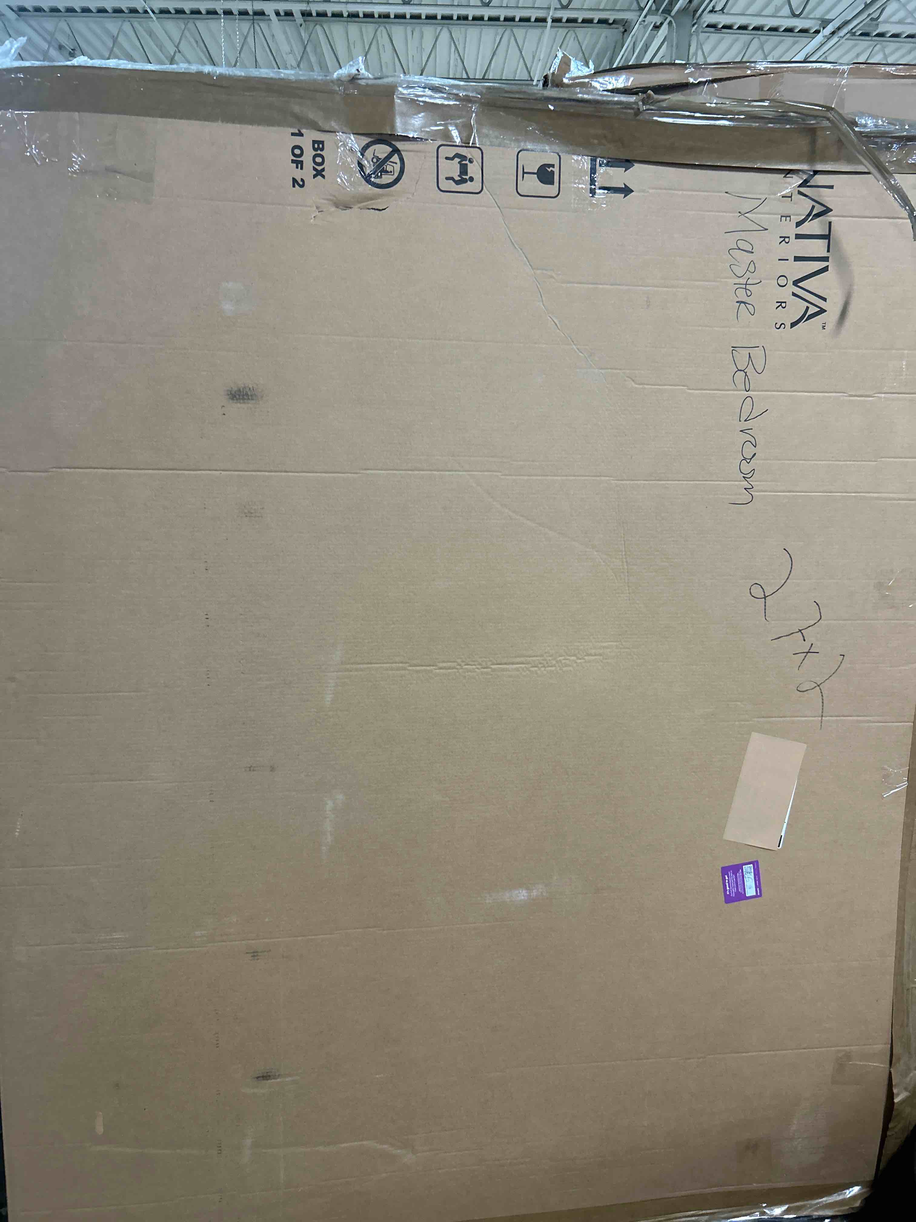 Condition photo showing As Is for Nativa Interiors king headboard (Headboard for bed set only)