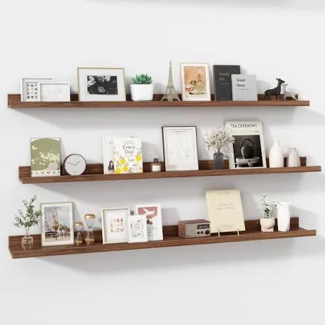 Wall-Mounted Floating Shelves for Bedroom, Living Room (Set of 3)