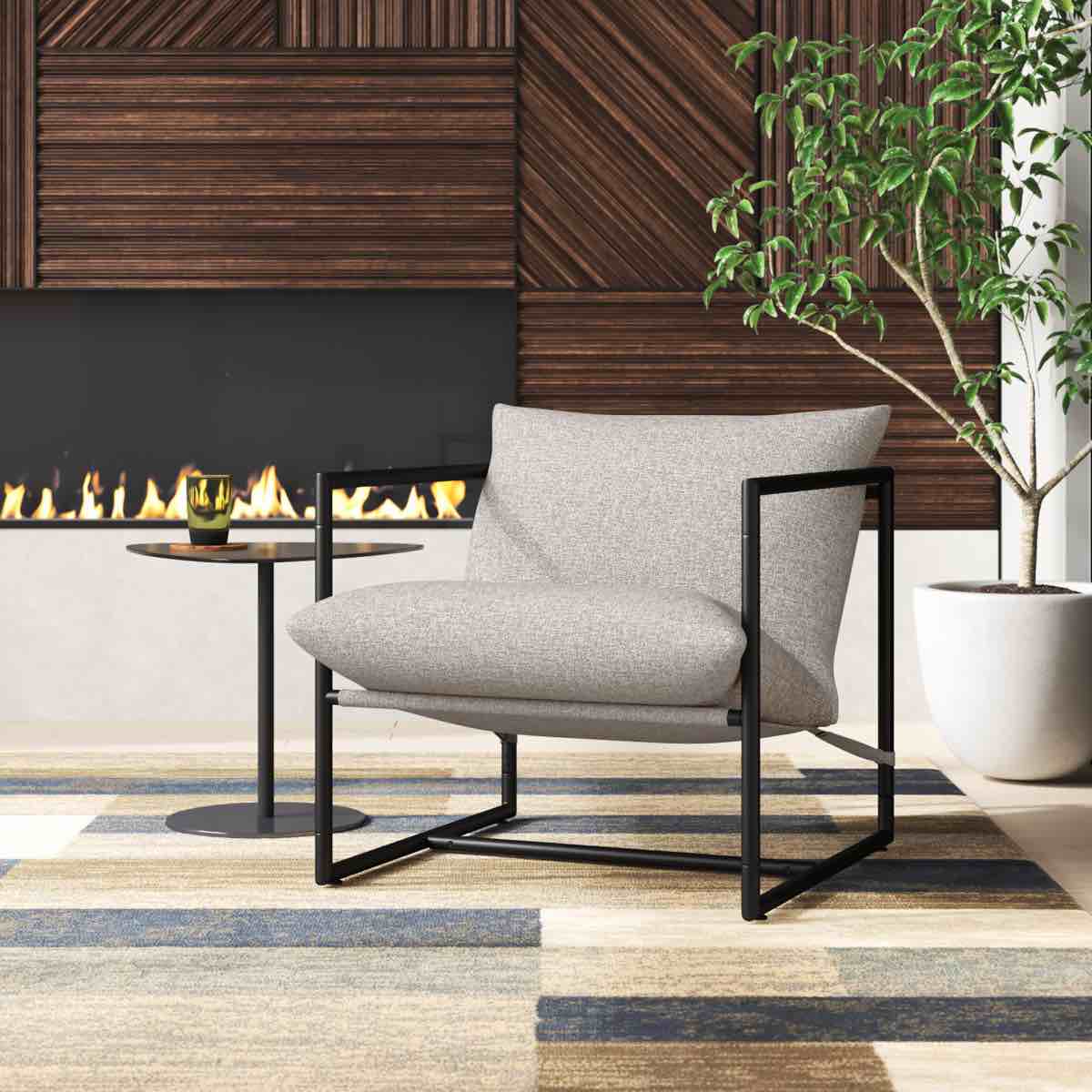 Reagle Modern Metal Framed Sling Accent Chair(Open box and different color than picture )