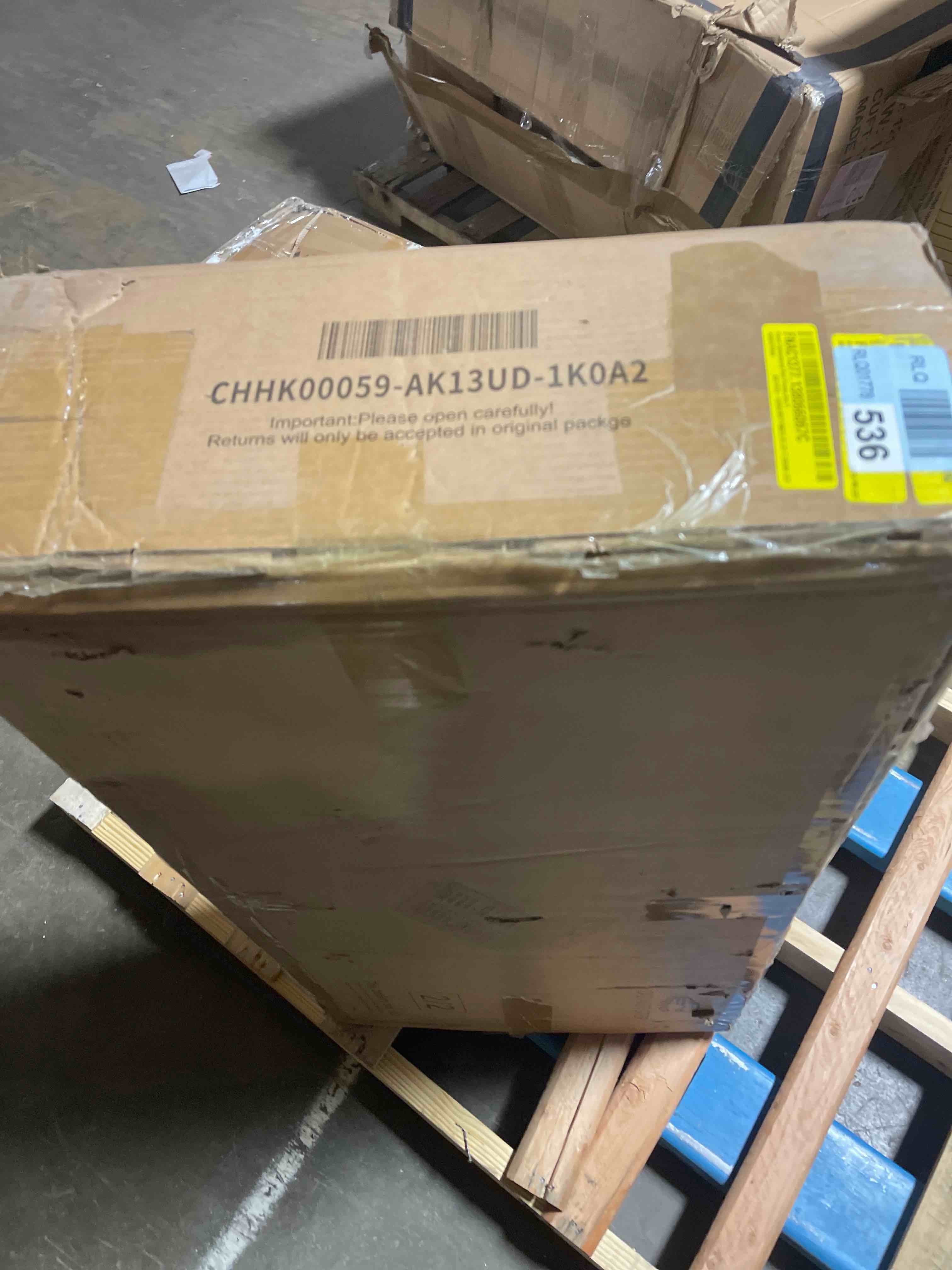 Condition photo showing As Is for Studio Queen Light Oak Storage Platform Bed