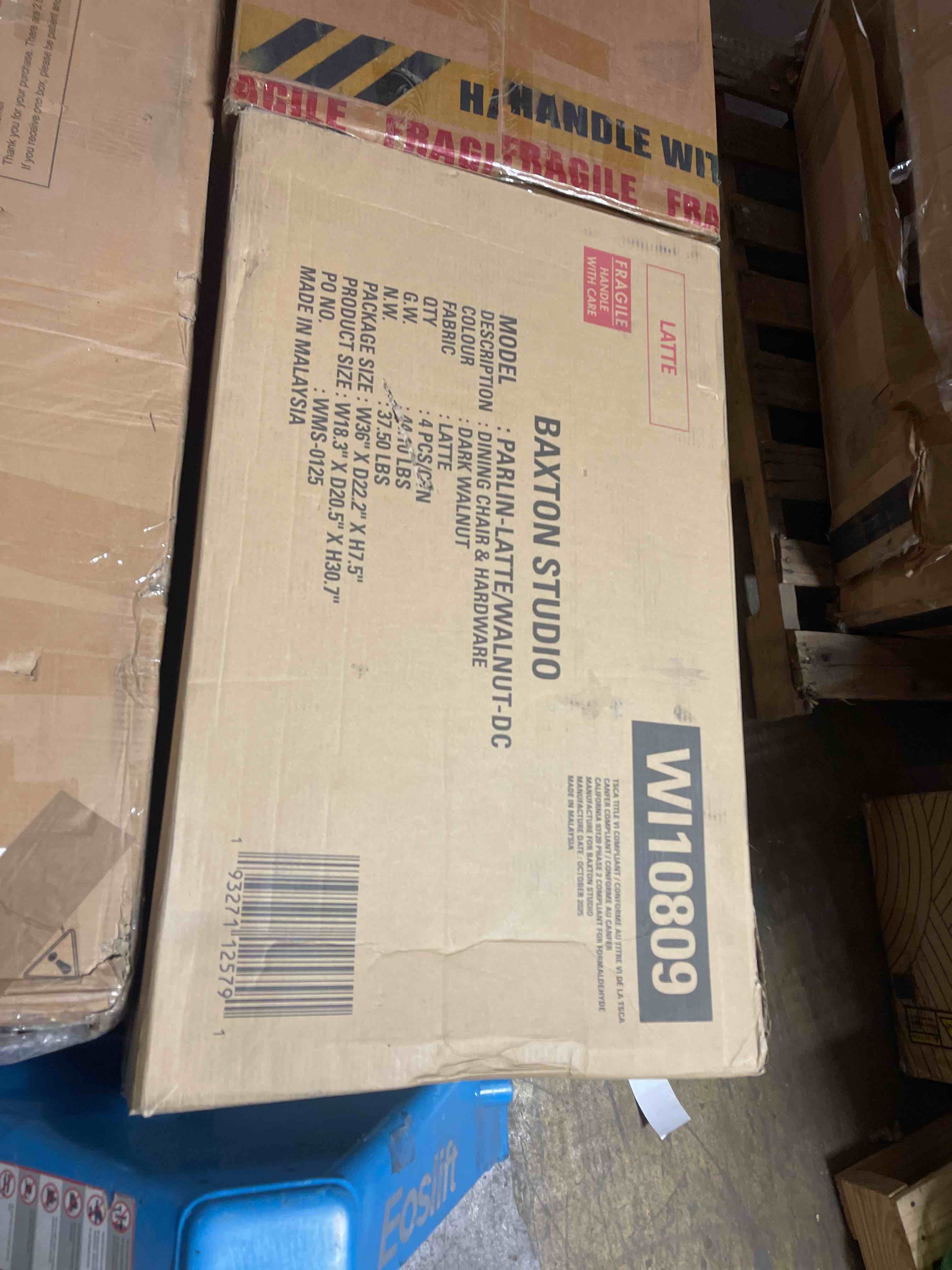 Condition photo showing New/Like New for Baxton Studio Parlin Fabric Upholstered 4-Piece Dining Chair Set