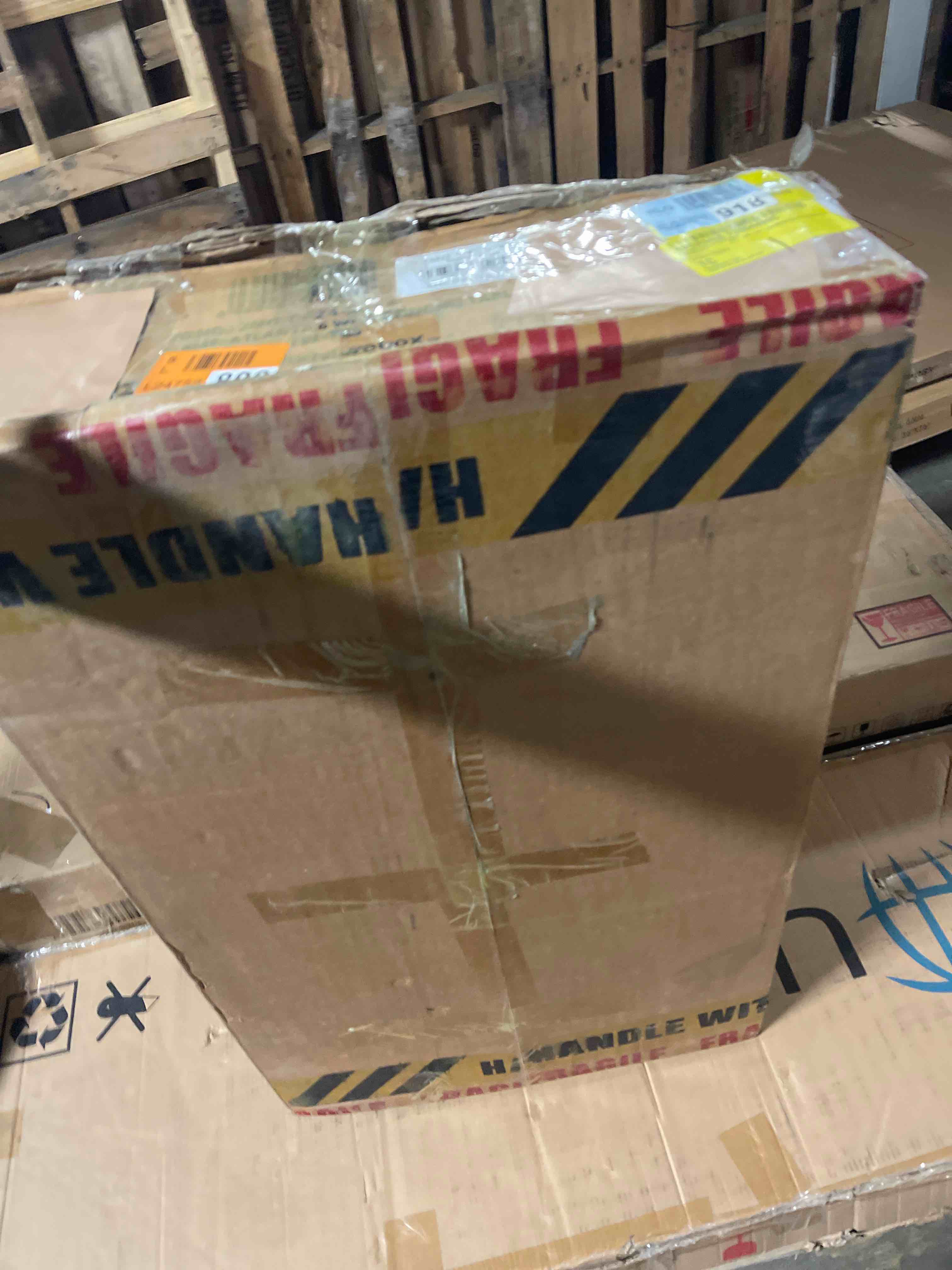 Condition photo showing As Is for Eubanks High Gloss Double Pillar Rectagular Dining Table