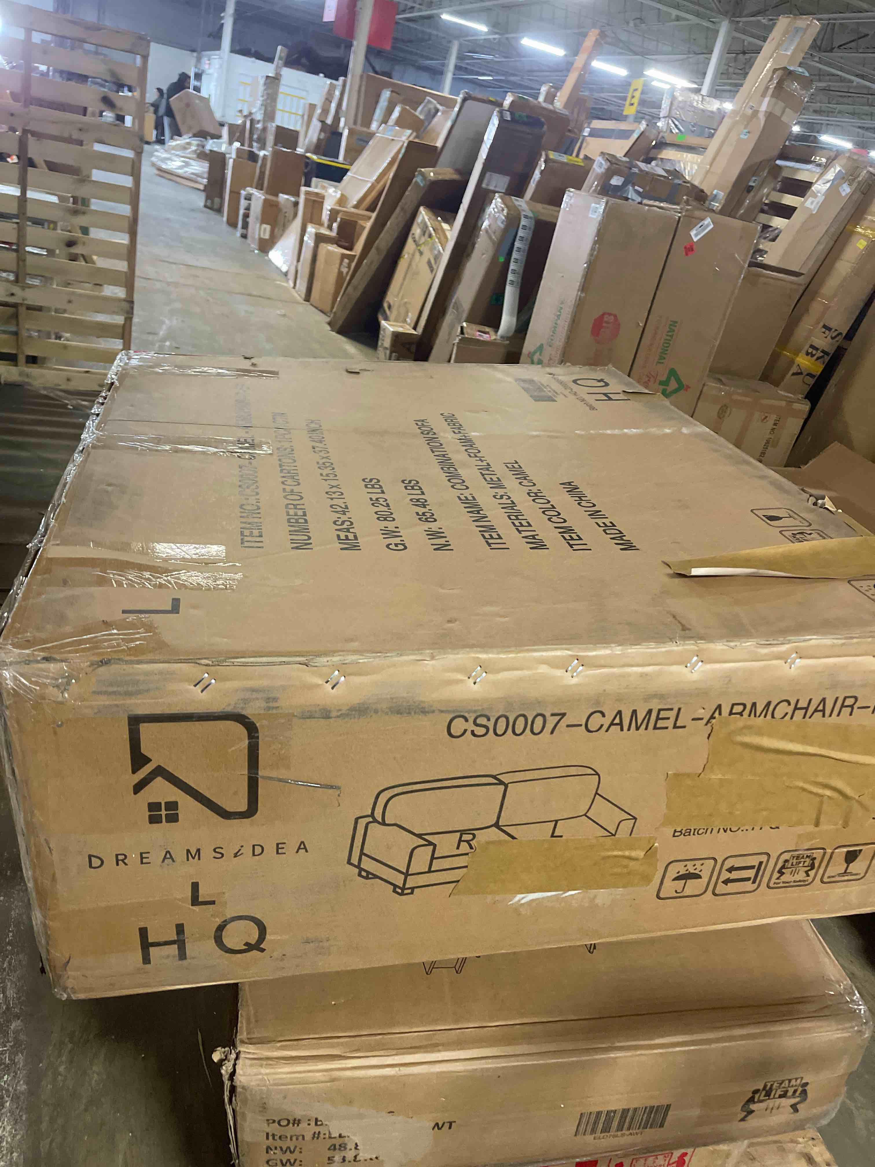 Condition photo showing As Is for Modern Camel Corduroy Fabric Left Arm Facing Sectional Corner Arm Chair with Wood Legs