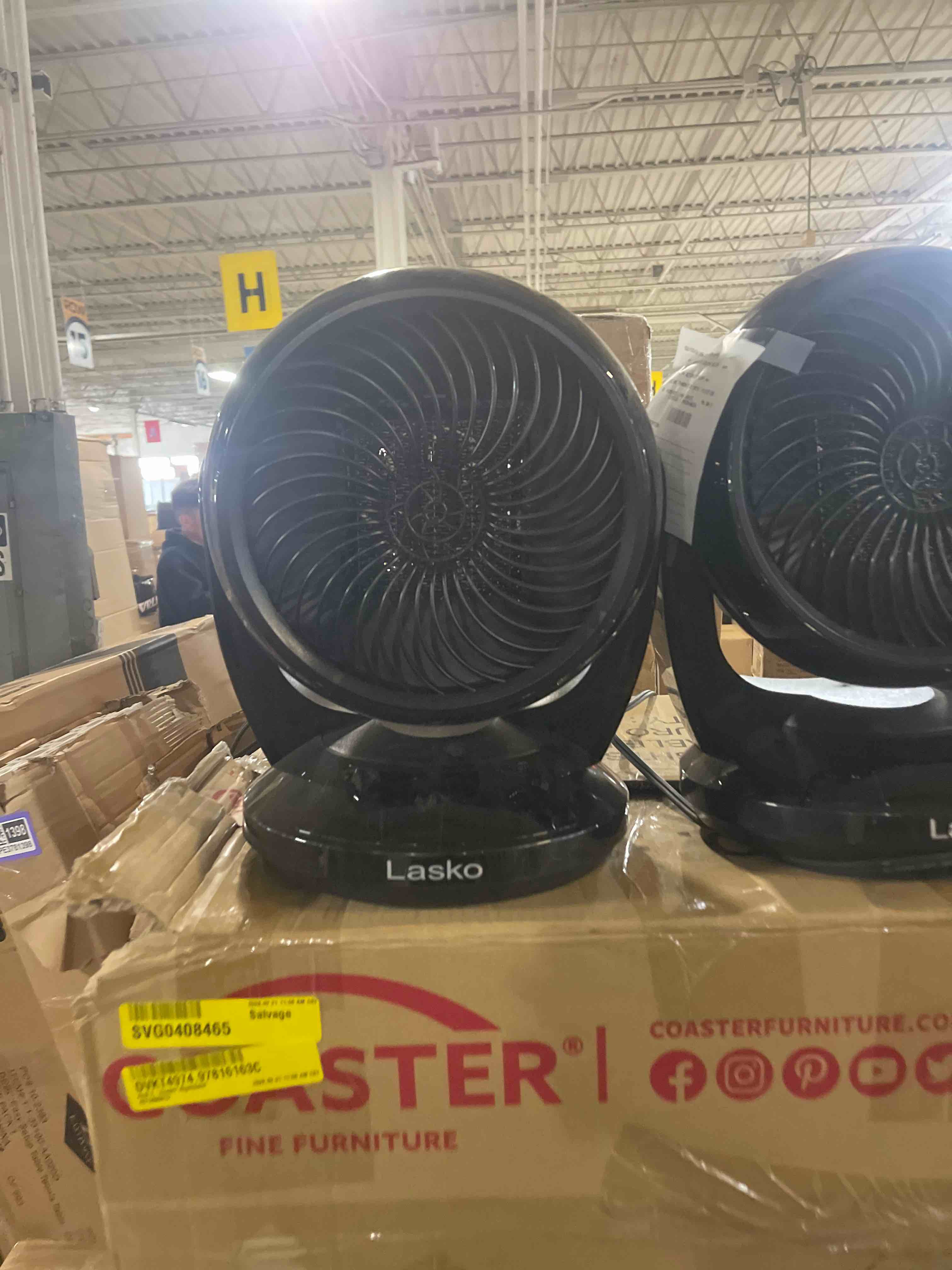 Condition photo showing Good Condition for Lasko Air Circulator Fan, Whirlwind Orbital Motion Table Fan, 3 Speeds, Timer, Dark Mode, Remote Control Small Room Fan, Black, A12558